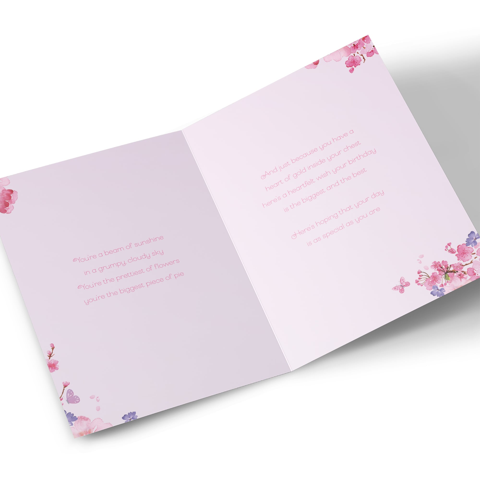 Birthday Card - Pink Flowers with Verse