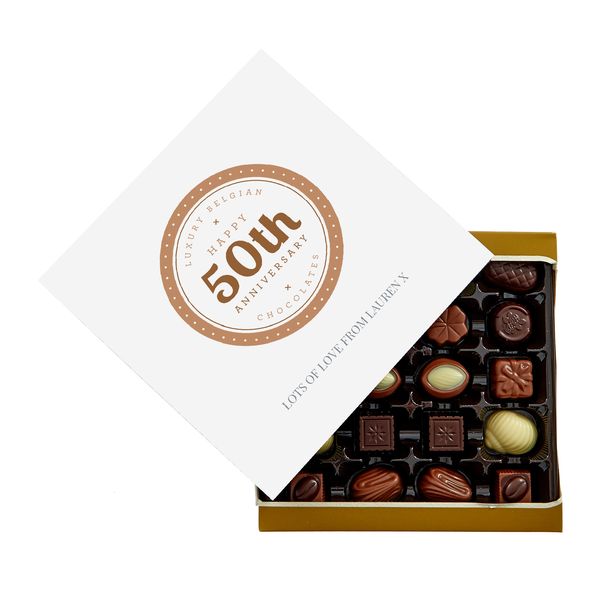 Personalised Belgian Chocolates - 50th Anniversary