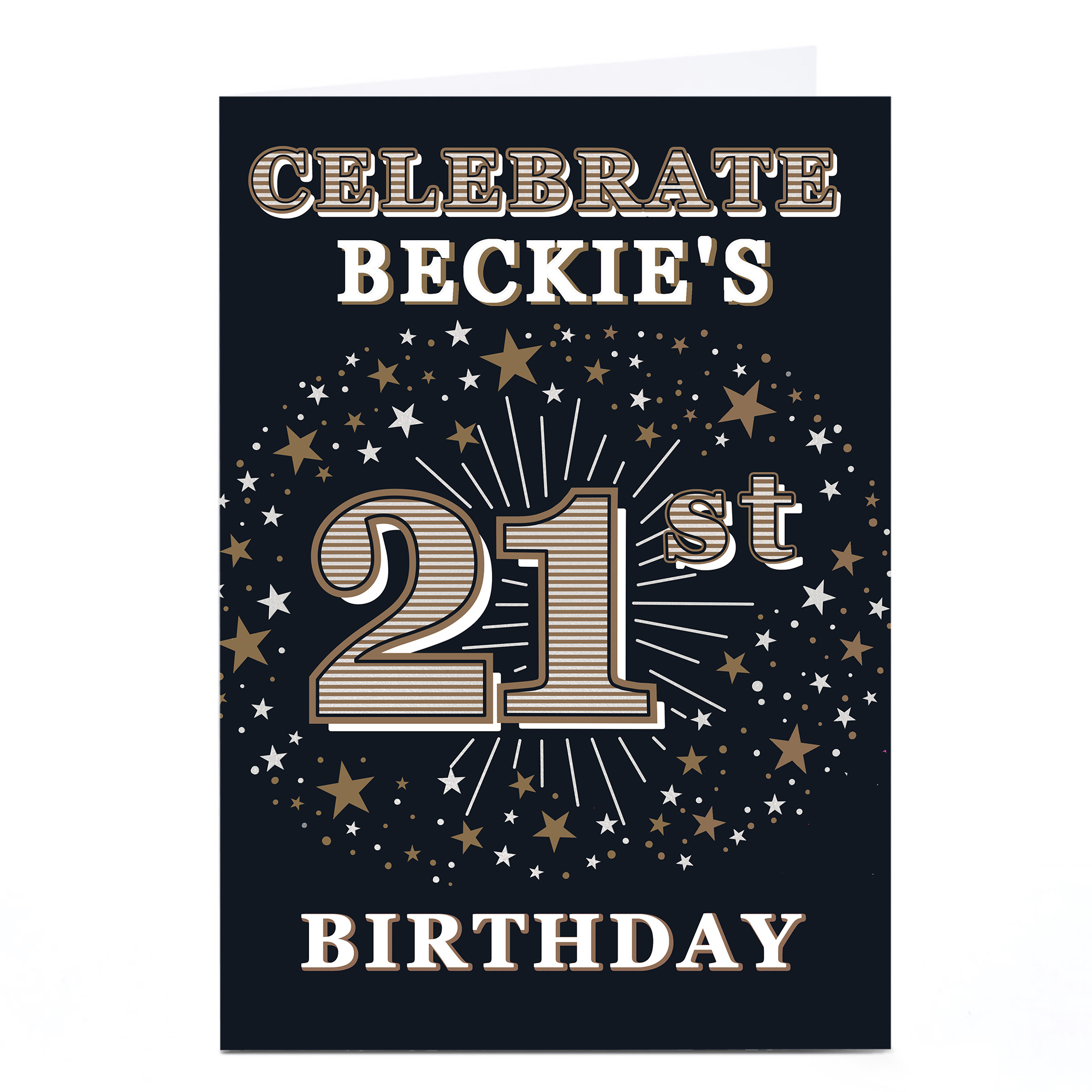 Personalised 21st Birthday Invitation - Gold Stars