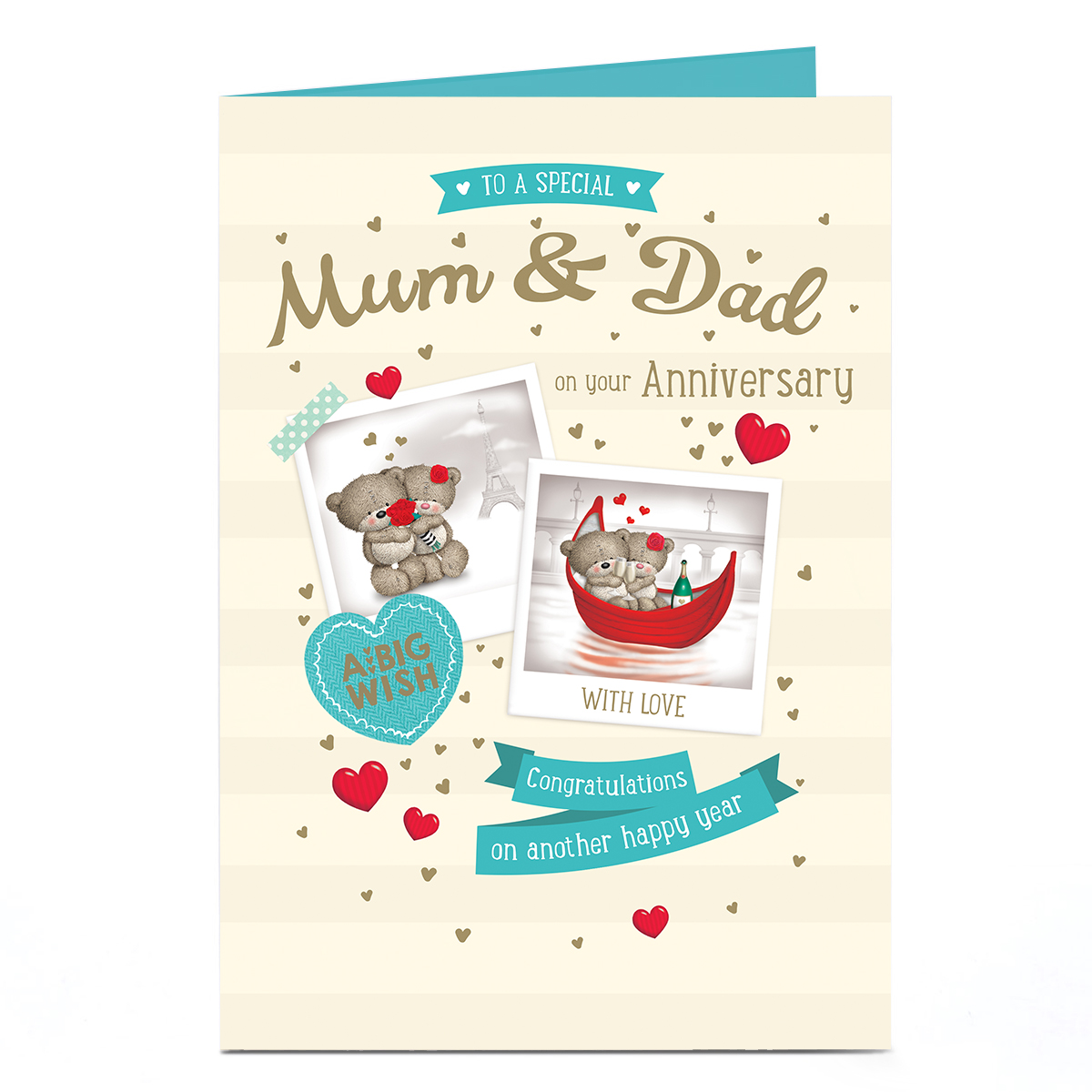 Hugs 50th Anniversary Card - Golden Anniversary, 50 Happy Years