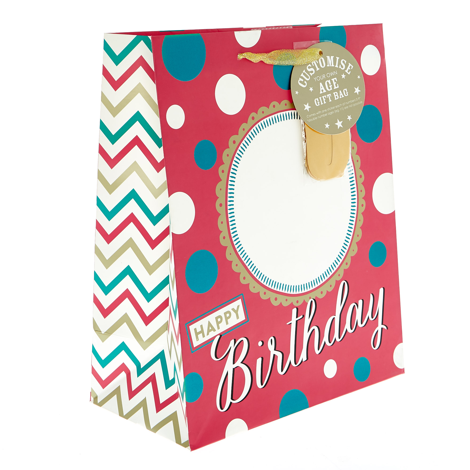 Large Milestone Age Portrait Gift Bag - Polka Dots