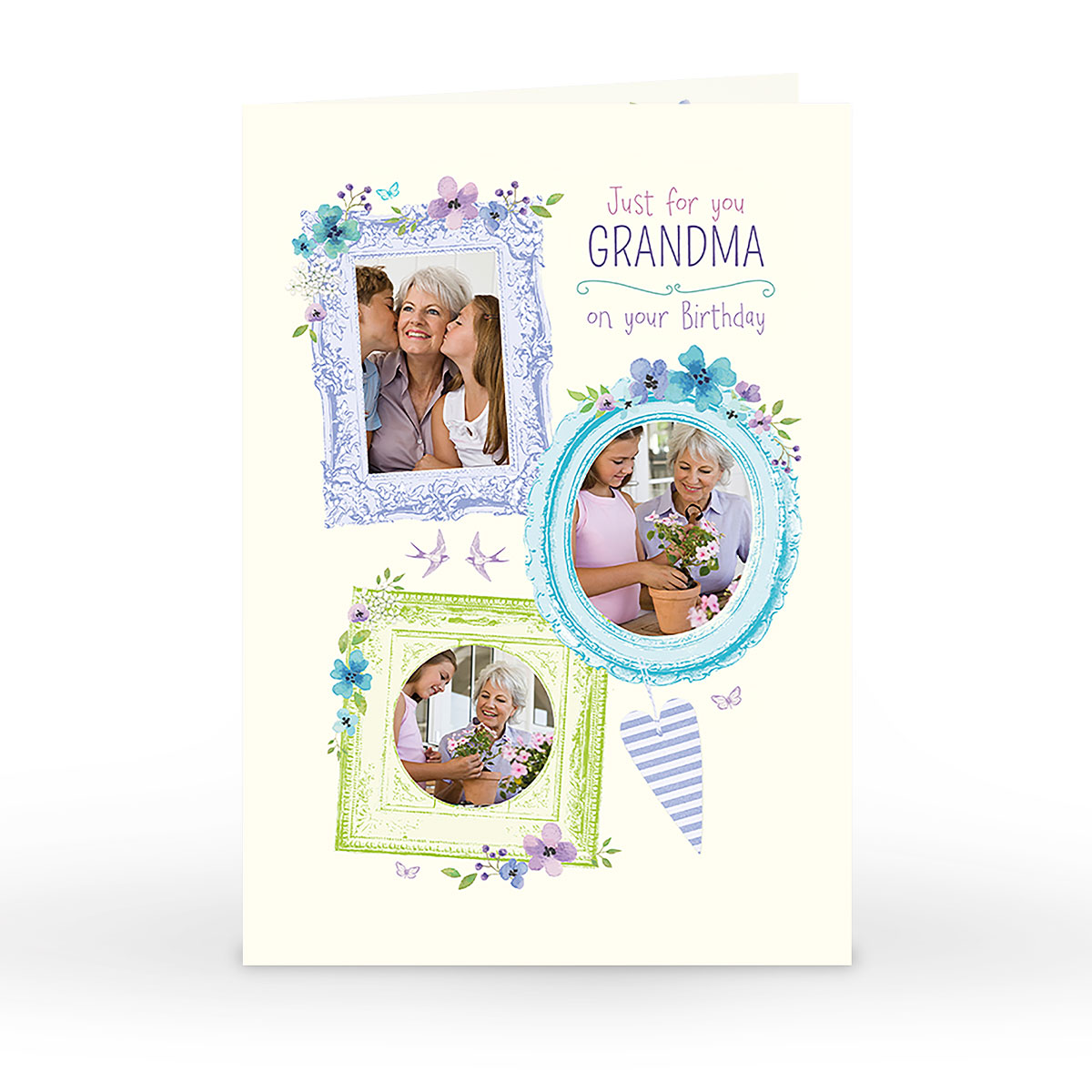 Photo Birthday Card - Grandma, Flower Frames