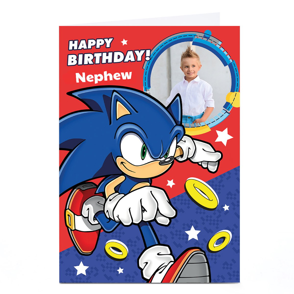  Personalised Birthday Card - Sonic - Image with Gold Rings