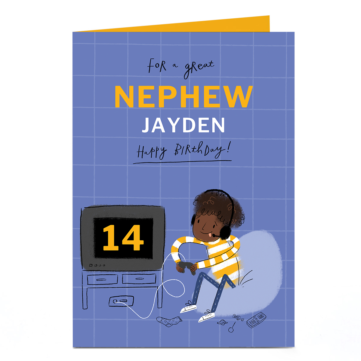 Personalised Birthday Card - Computer Game Nephew, Editable Age & Recipient