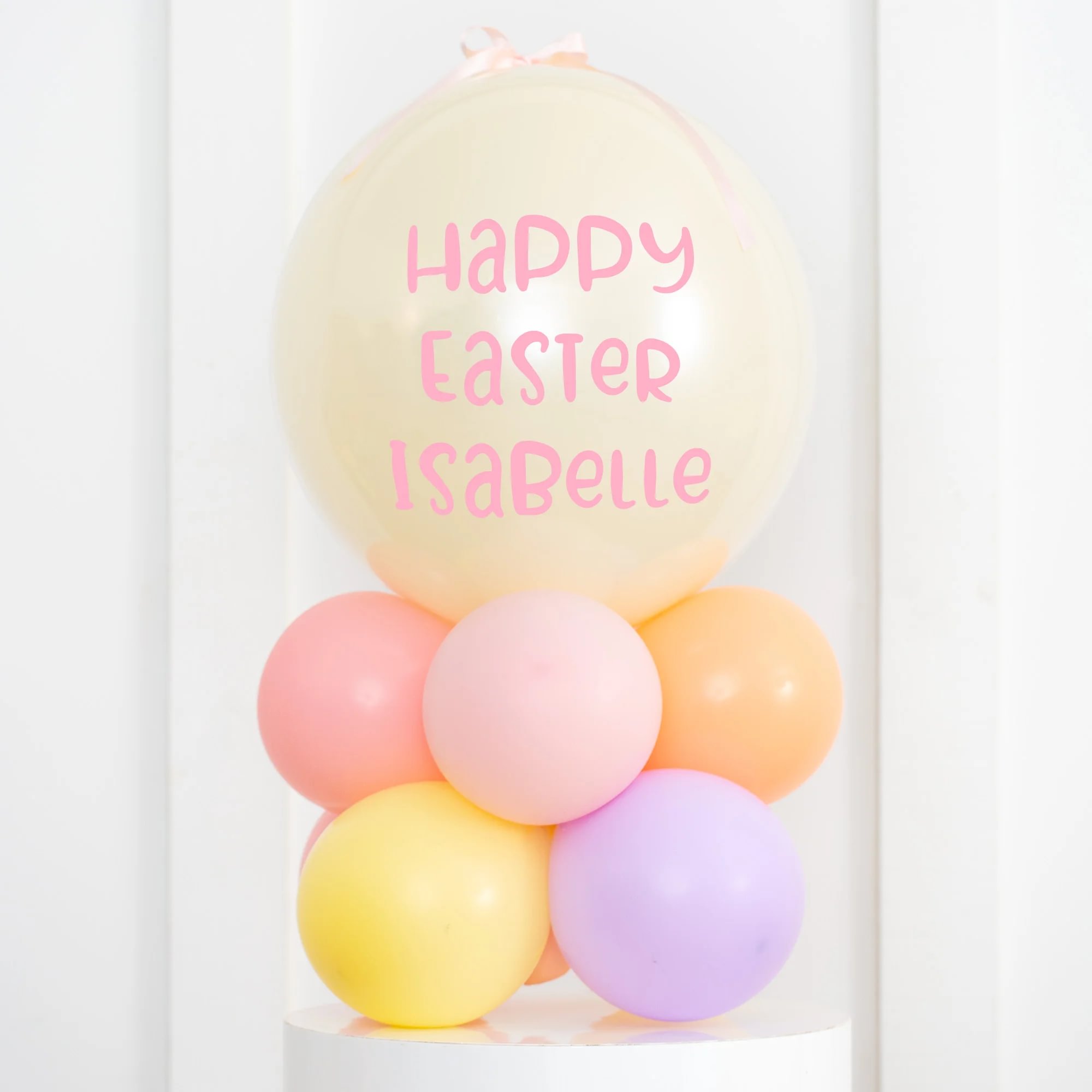Personalised Air-Filled Pastel Easter Bubble Balloon Stack - Delivered Inflated!