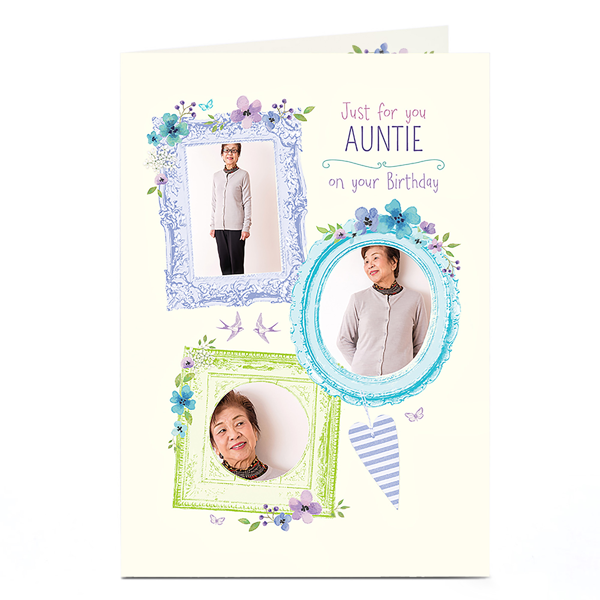 Photo Birthday Card - Auntie, Flower Frames