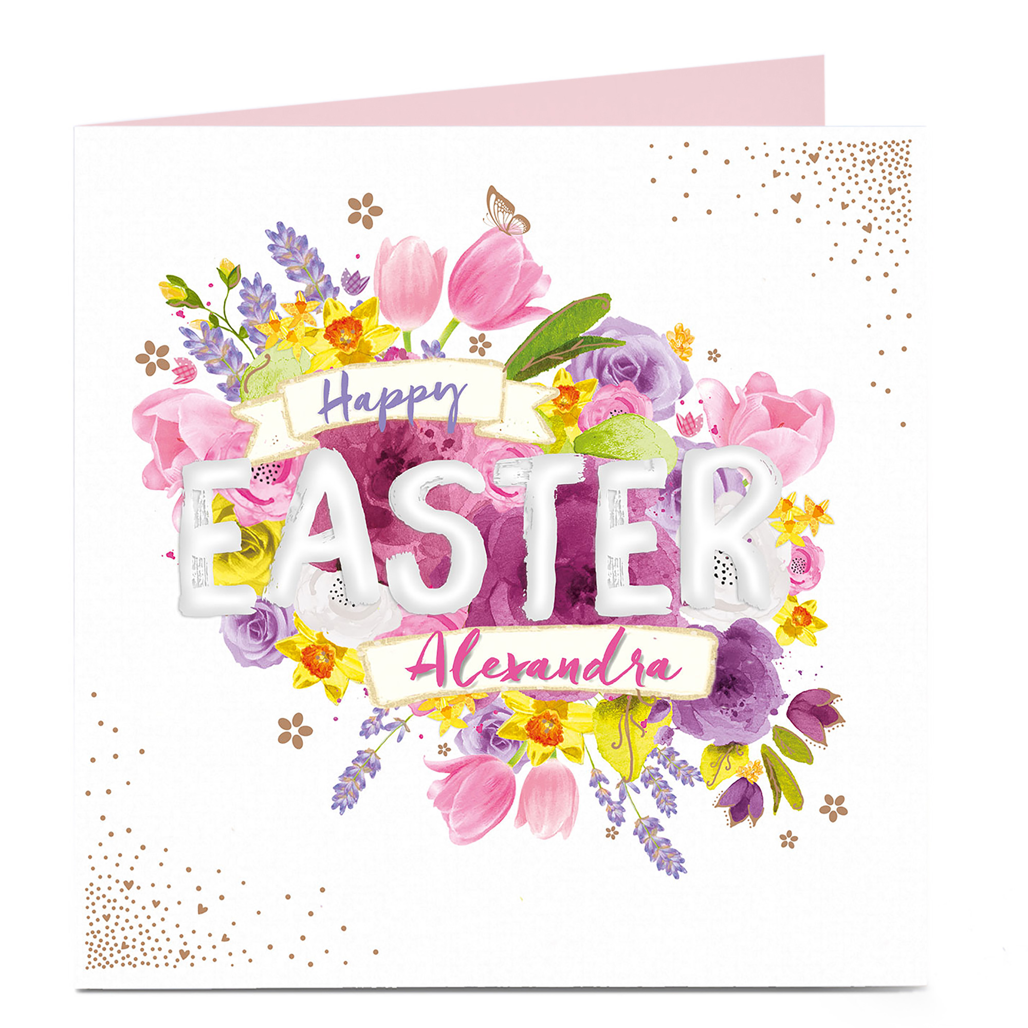 Personalised Easter Card - Watercolour Flowers
