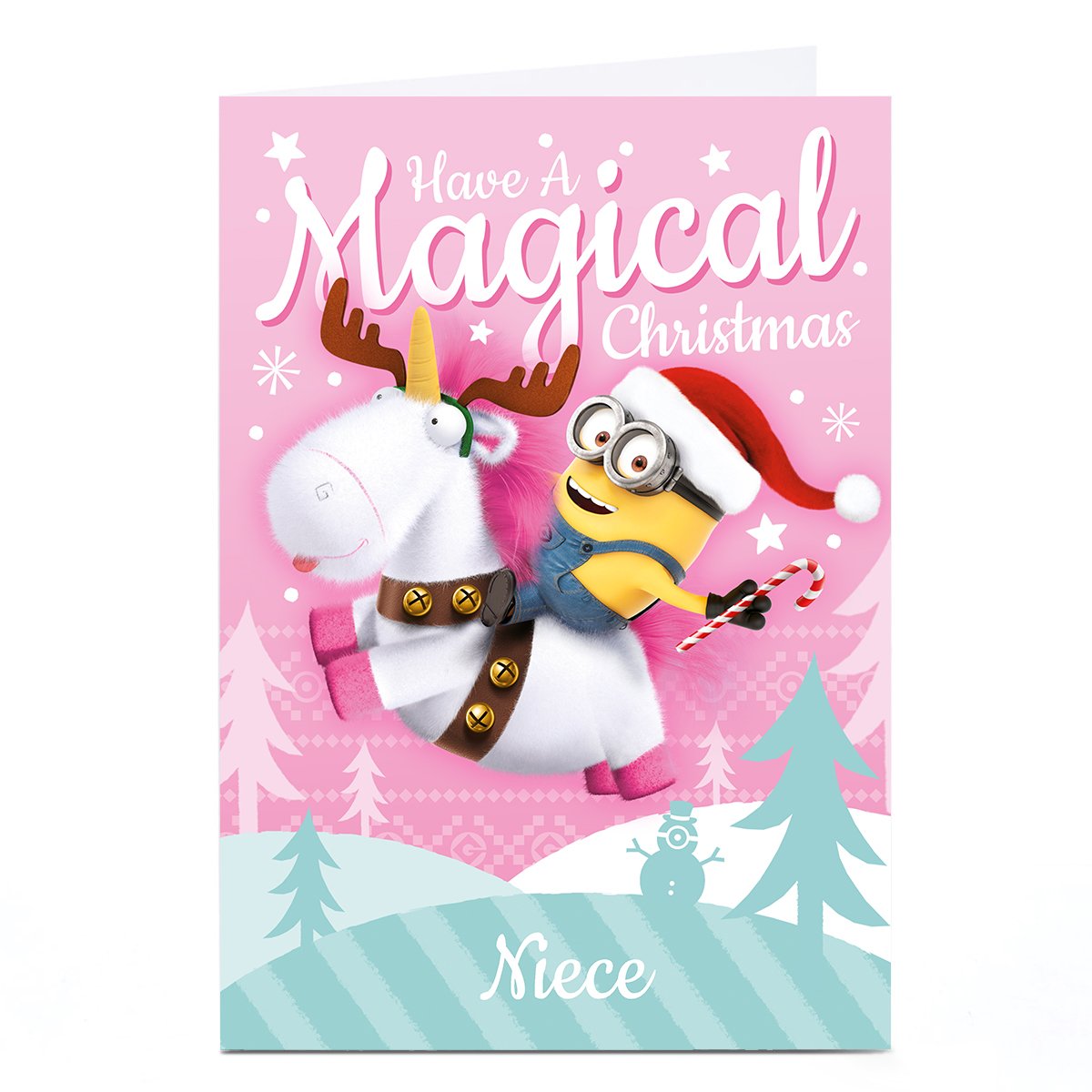 Personalised Minions Christmas Card - Unicorn, Niece