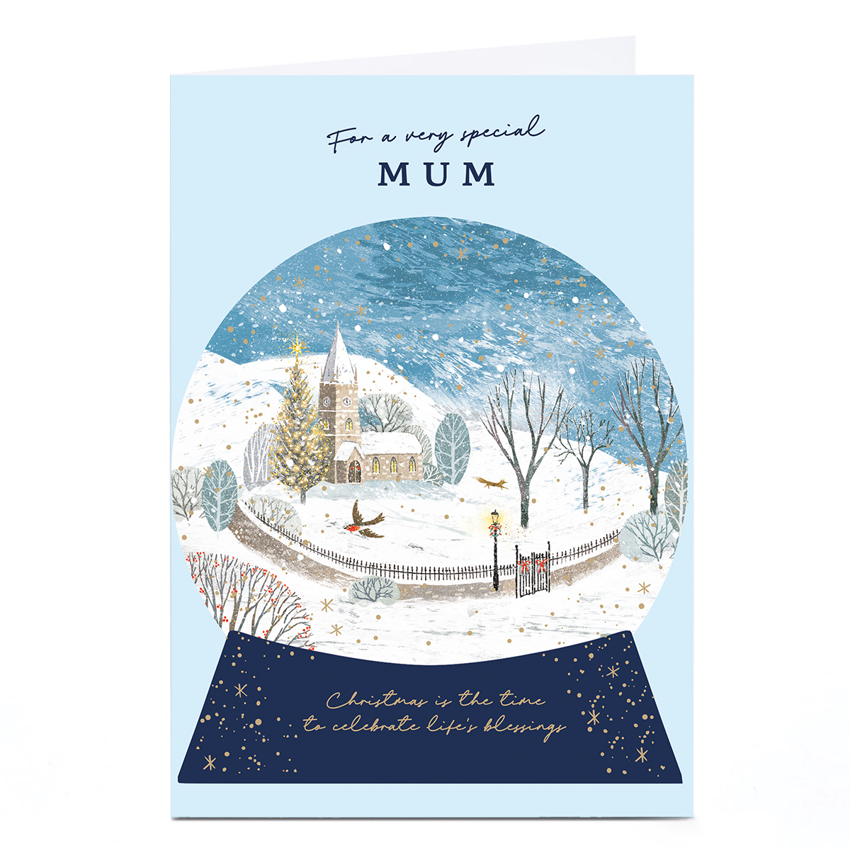 Christmas Card - Winter Village Snowglobe, Mum