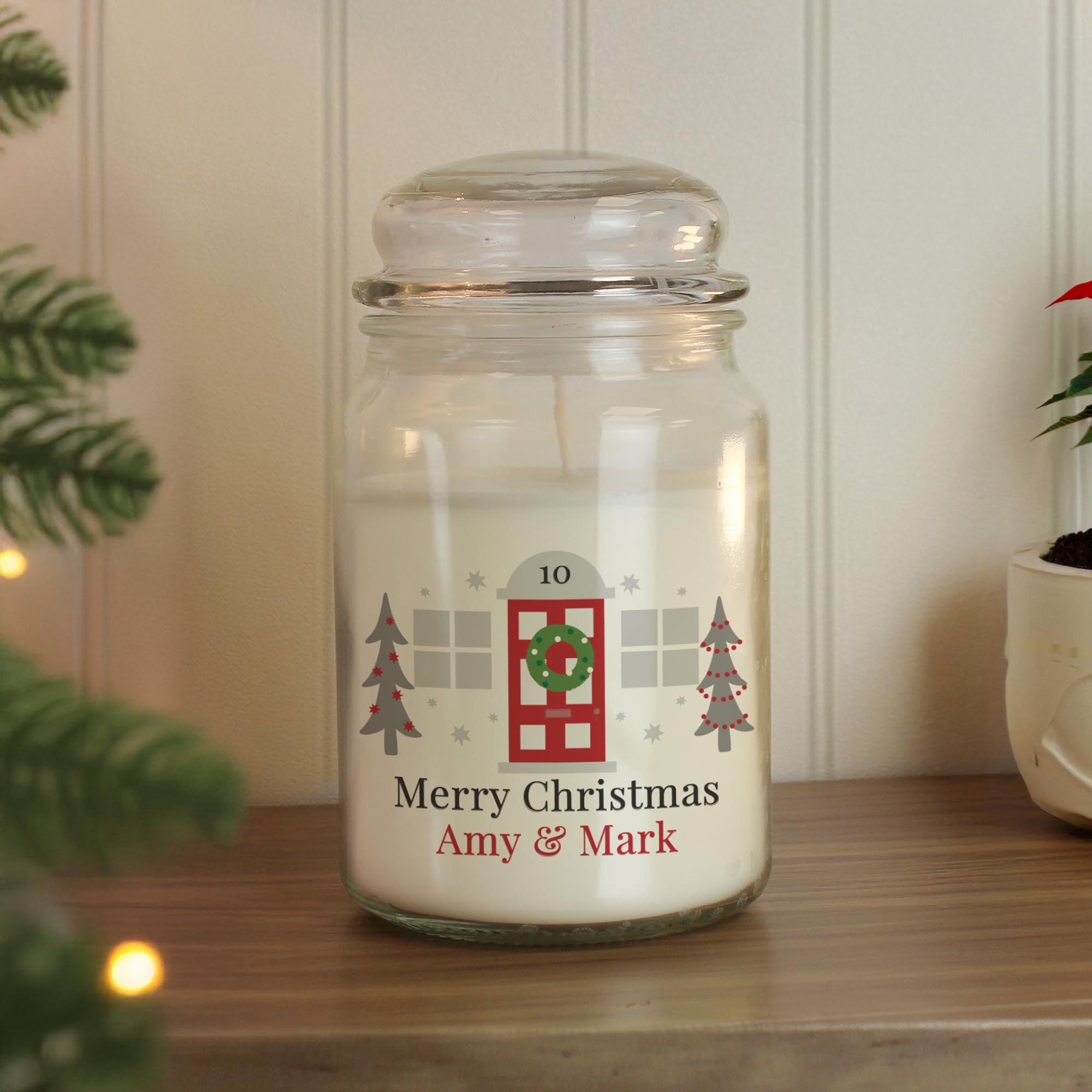 Personalised Home For Christmas Large Candle Jar,  Personalised Home For Christmas Large Candle Jar