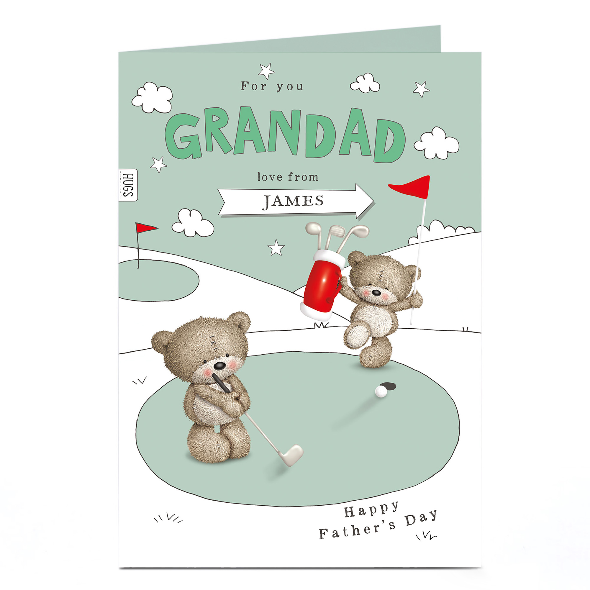 Hugs Personalised Father's Day Card - Golf Bears Grandad