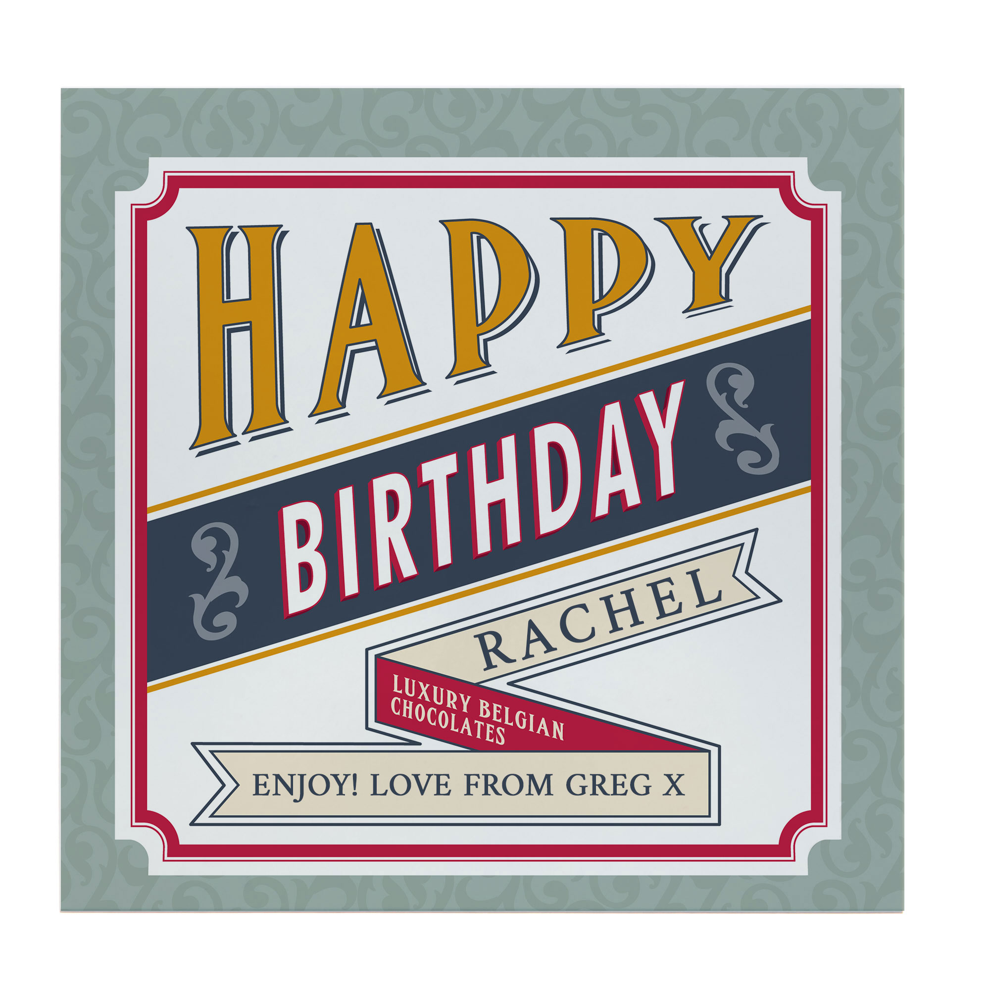 Personalised Belgian Chocolates - Retro Happy Birthday