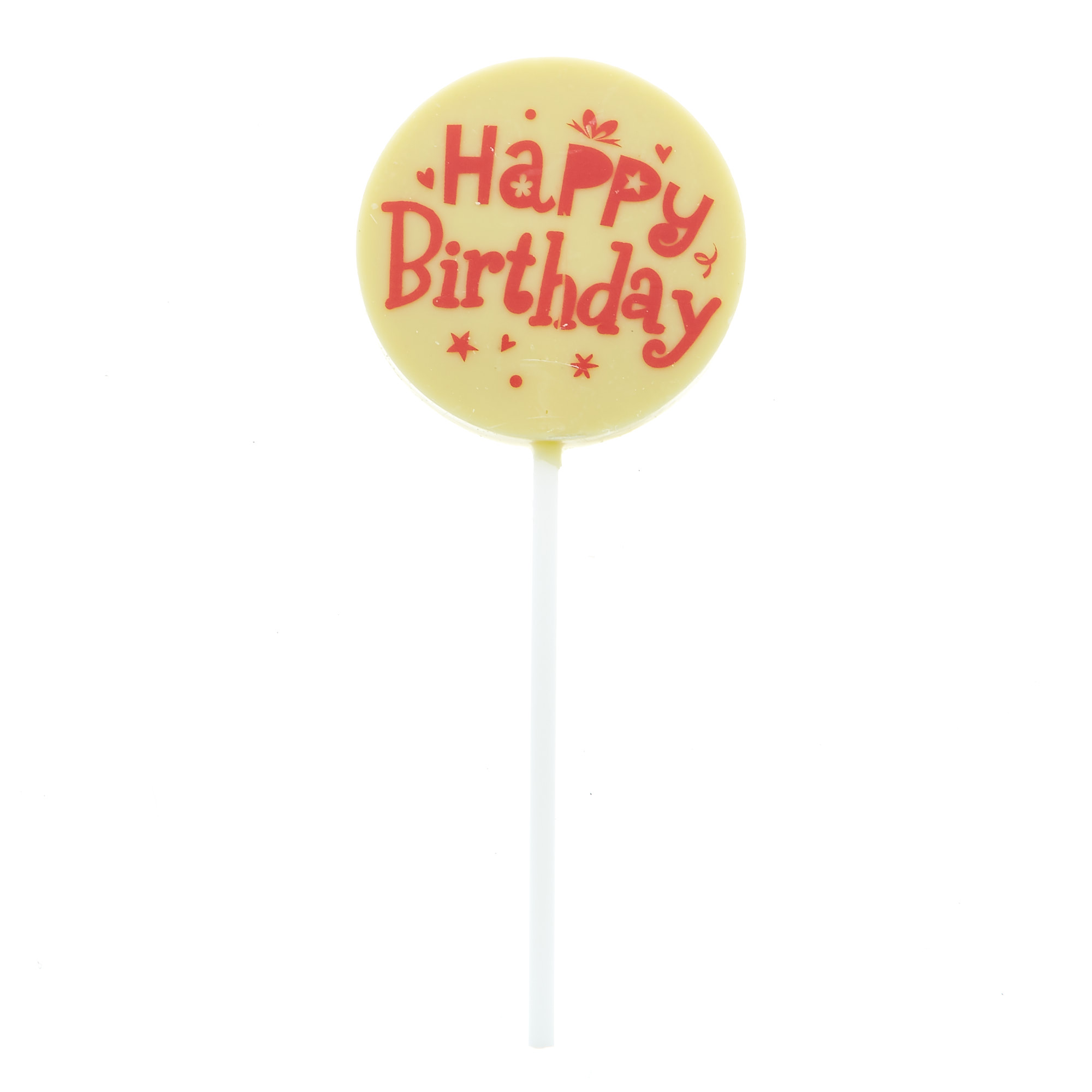 White Chocolate Happy Birthday Lolly - Pink