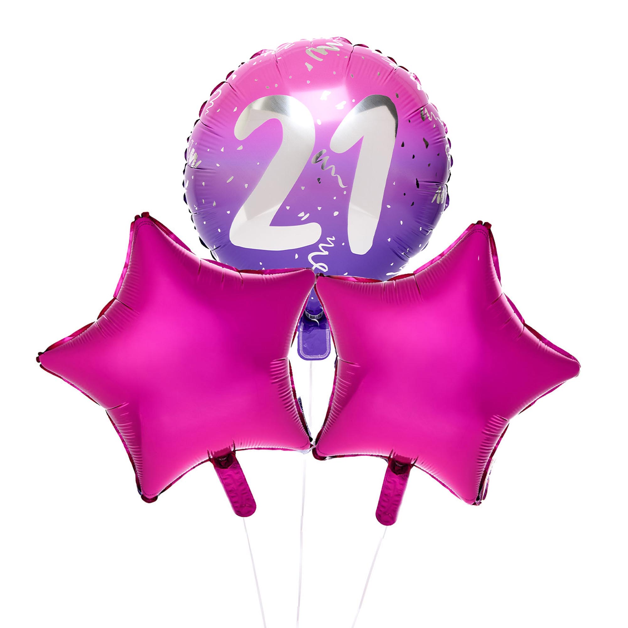 Pink 21st Birthday Balloon Bouquet - Delivered Inflated!