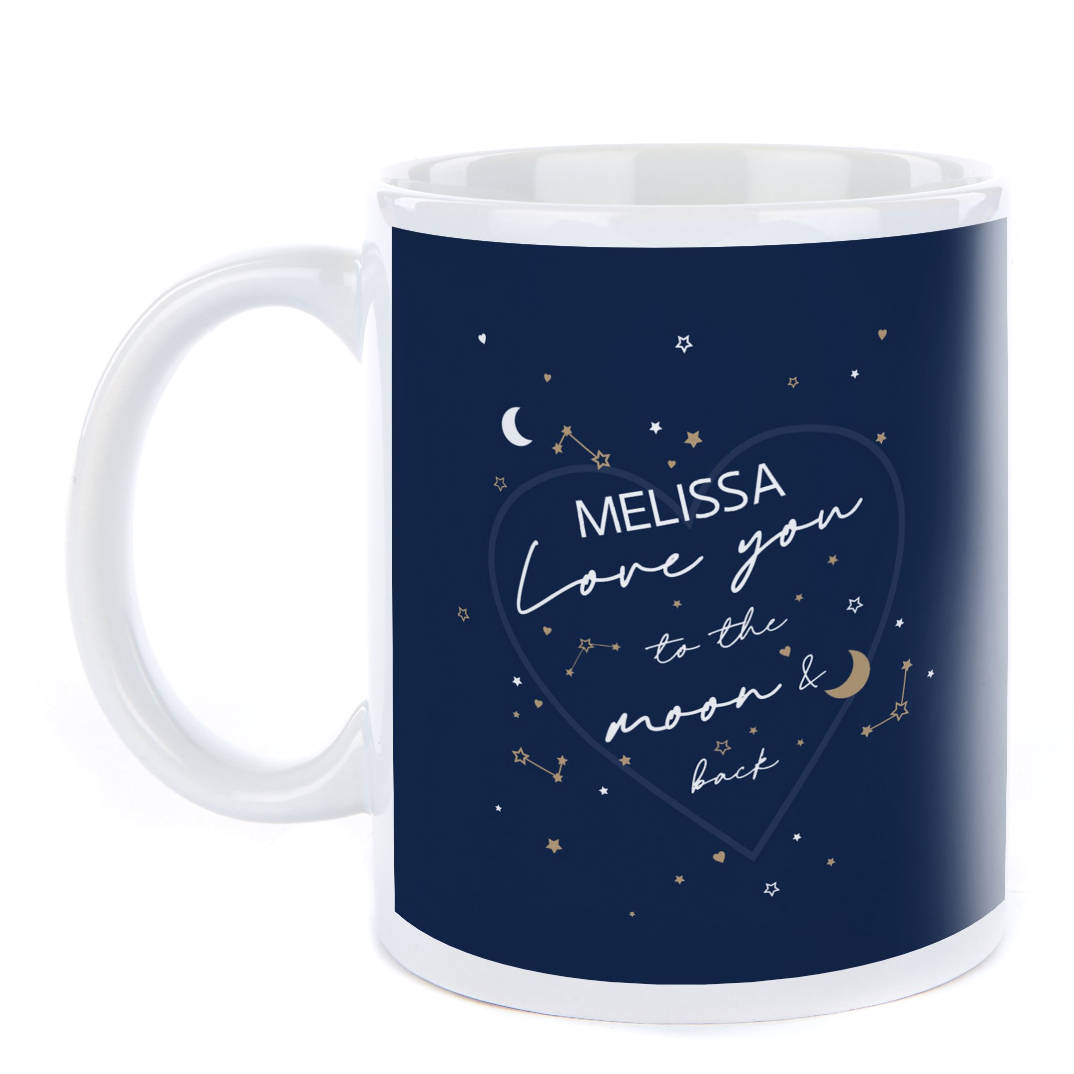 Personalised Valentine's Photo Upload Mug - Navy & Gold