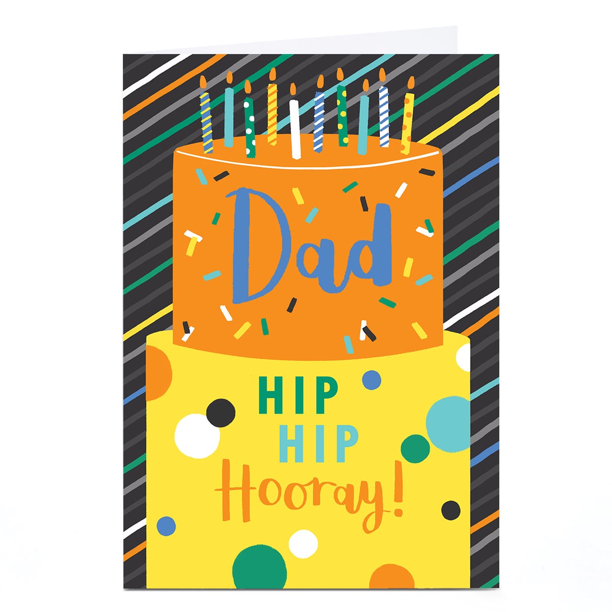 Birthday Card - Hip Hip Hooray Bright Cake, Dad