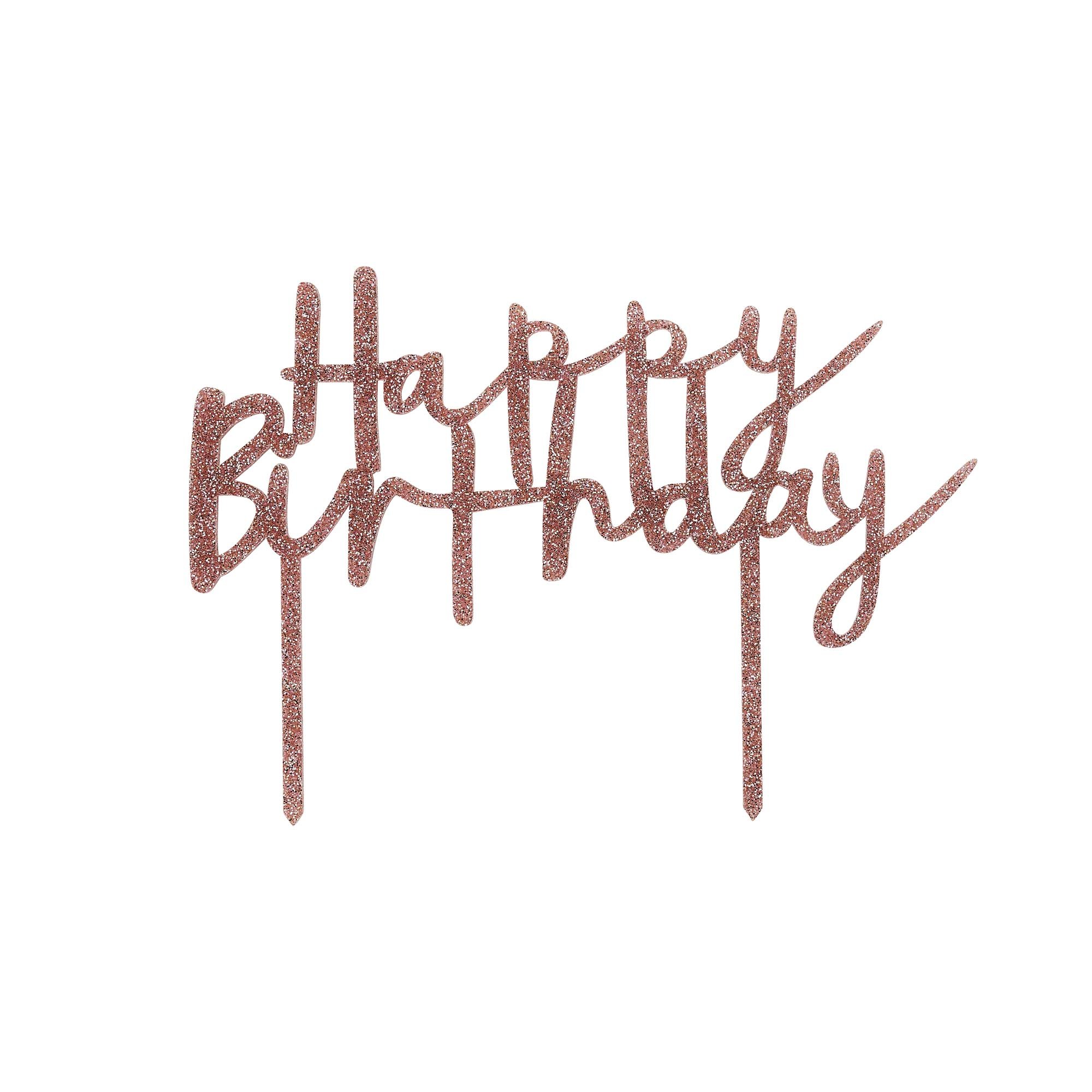 Metallic Happy Birthday Glitter Acrylic Cake Topper (3 Colour Options)