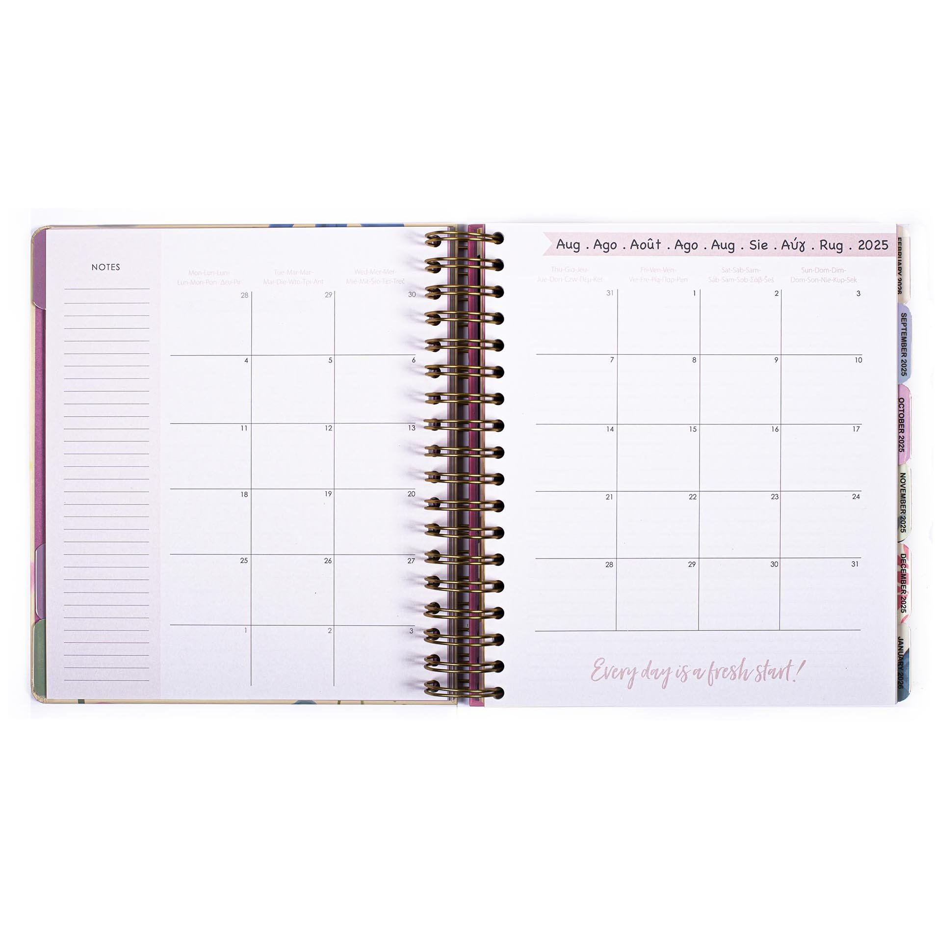 18-Month Floral Weekly Organiser (August 2025 - December 2026)