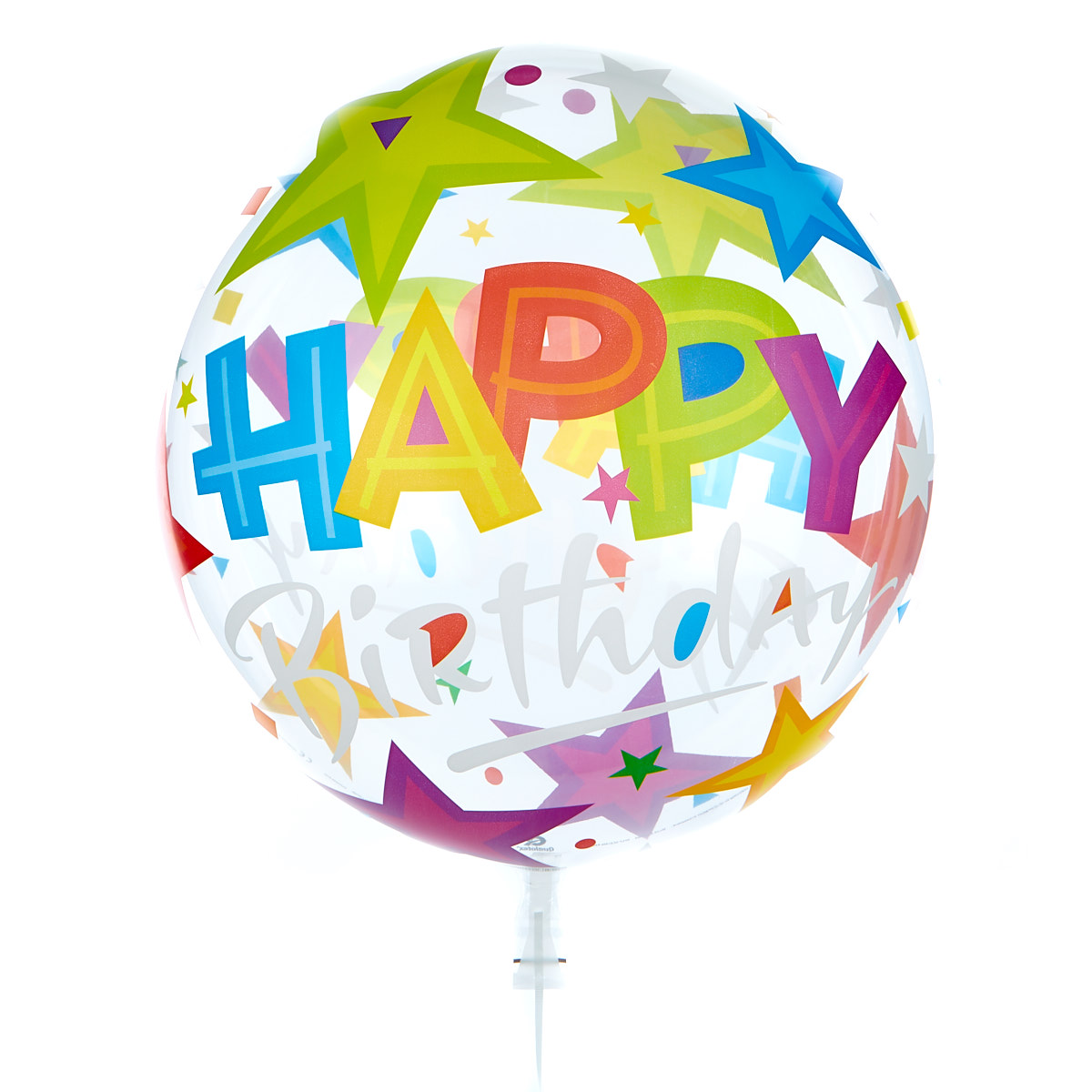 22-Inch Bubble Balloon - Happy Birthday, Stars - DELIVERED INFLATED!