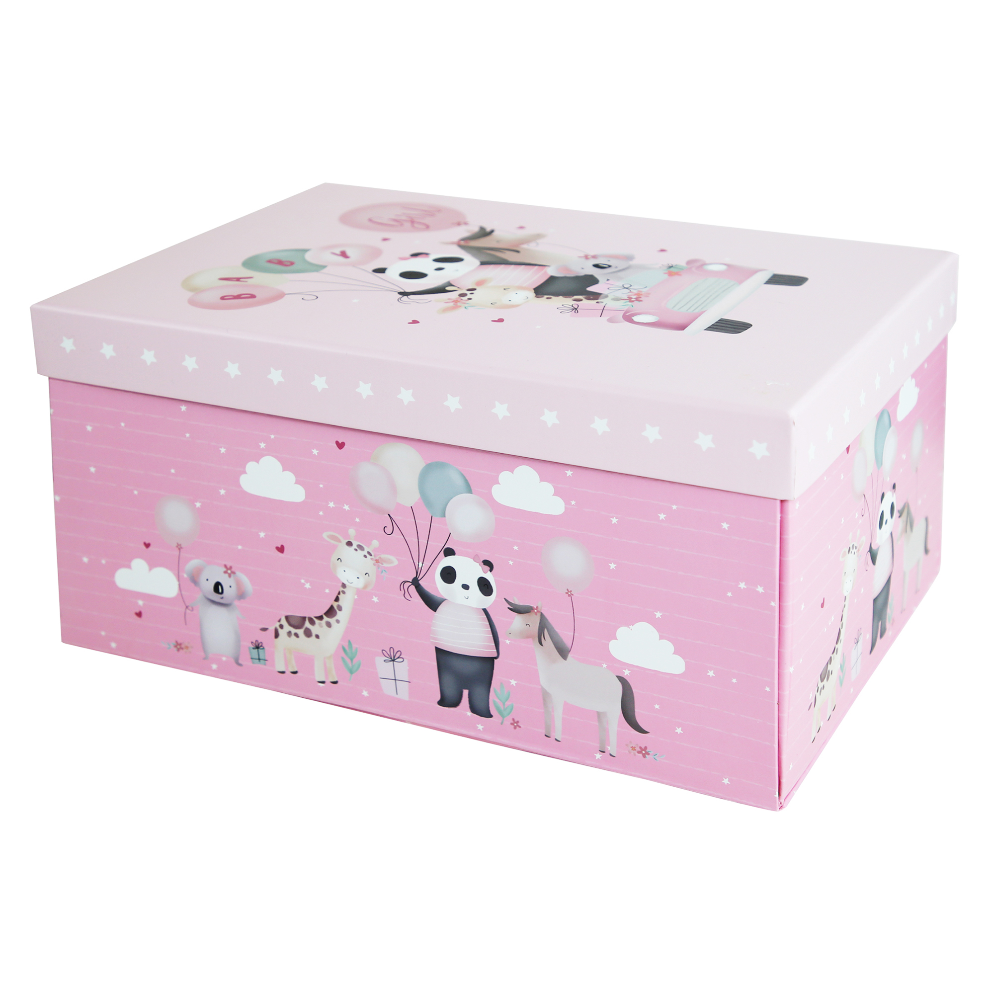 Pink Baby Girl Flat-Pack Trunk Gift Box