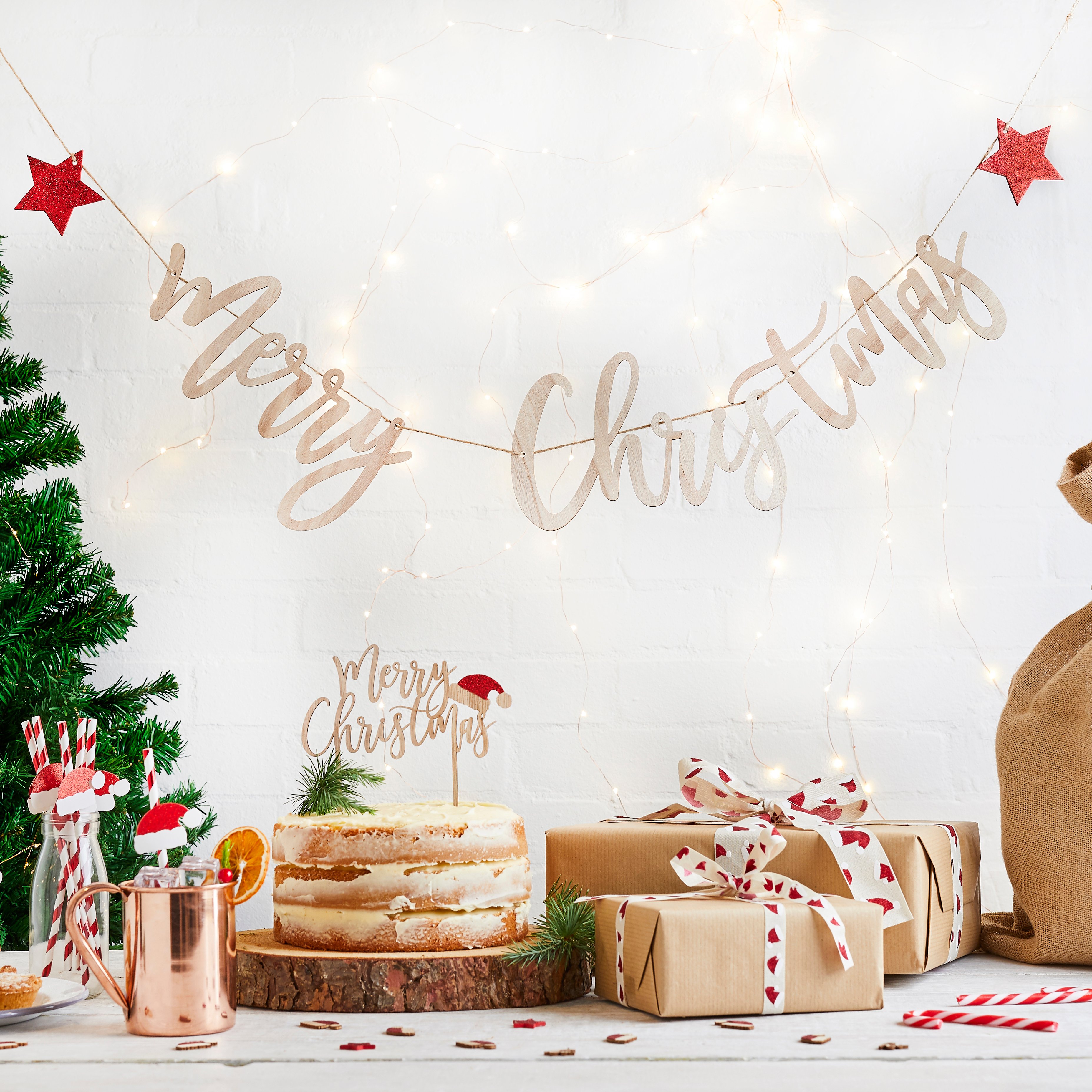 Wooden Merry Christmas Banner 2m