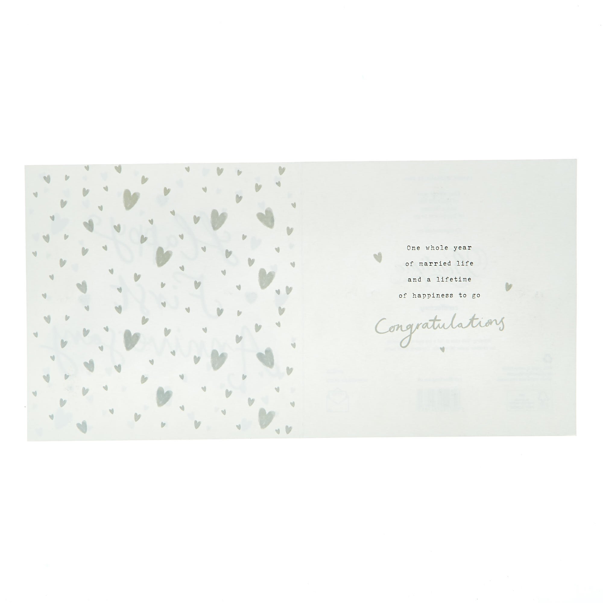 Boutique Collection 1st Anniversary Card - Silver Hearts