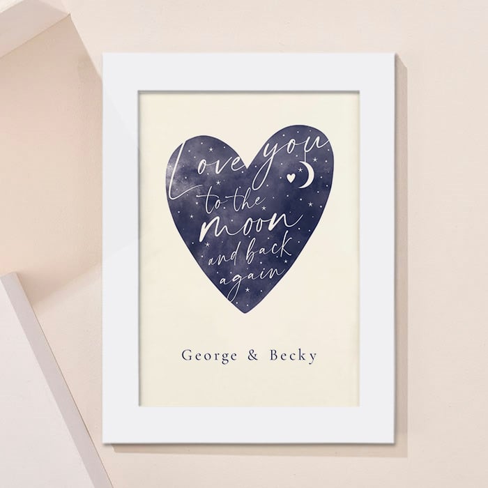 Personalised Love You To The Moon And Back Heart Framed Print