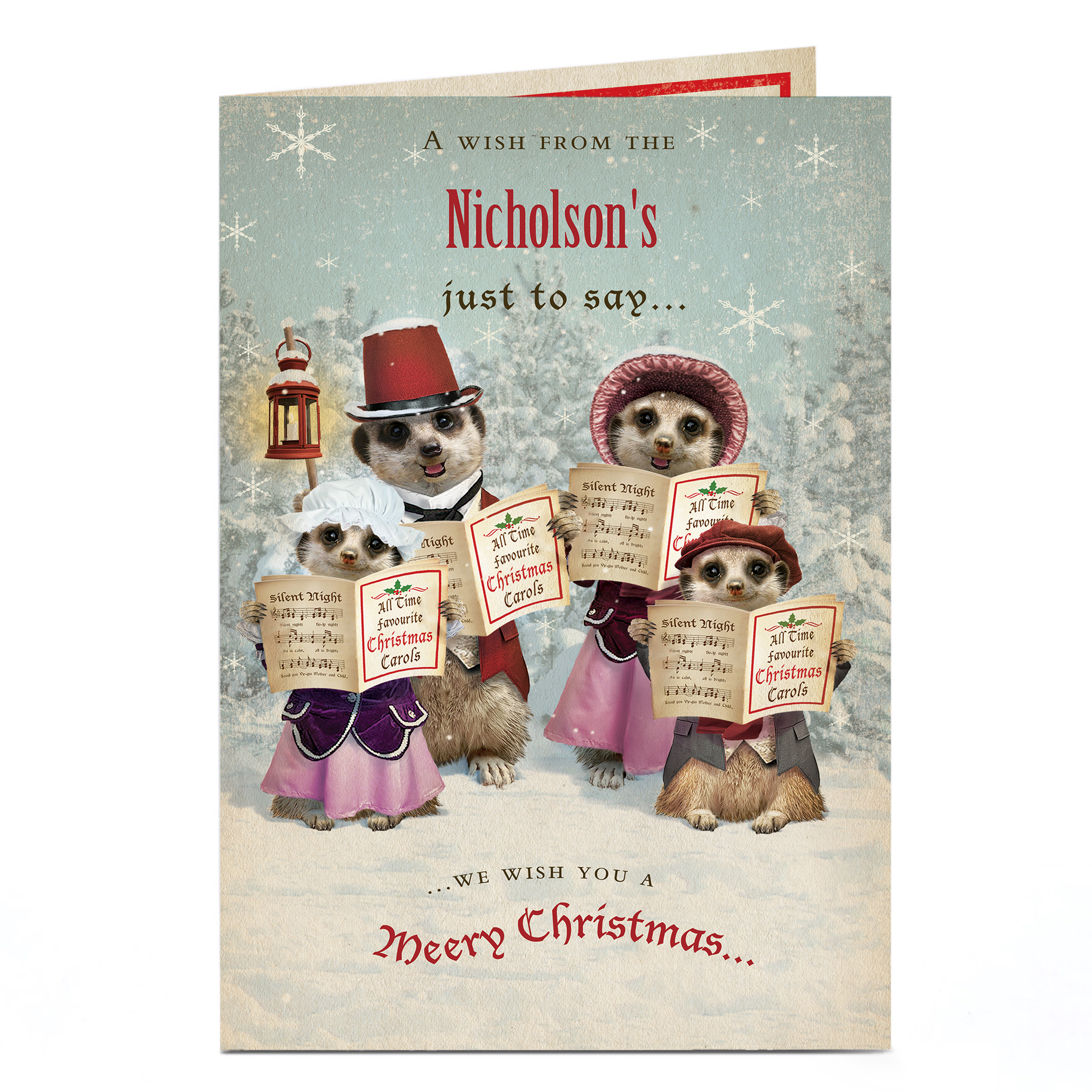Personalised Christmas Card - Meerkat Carol Singers