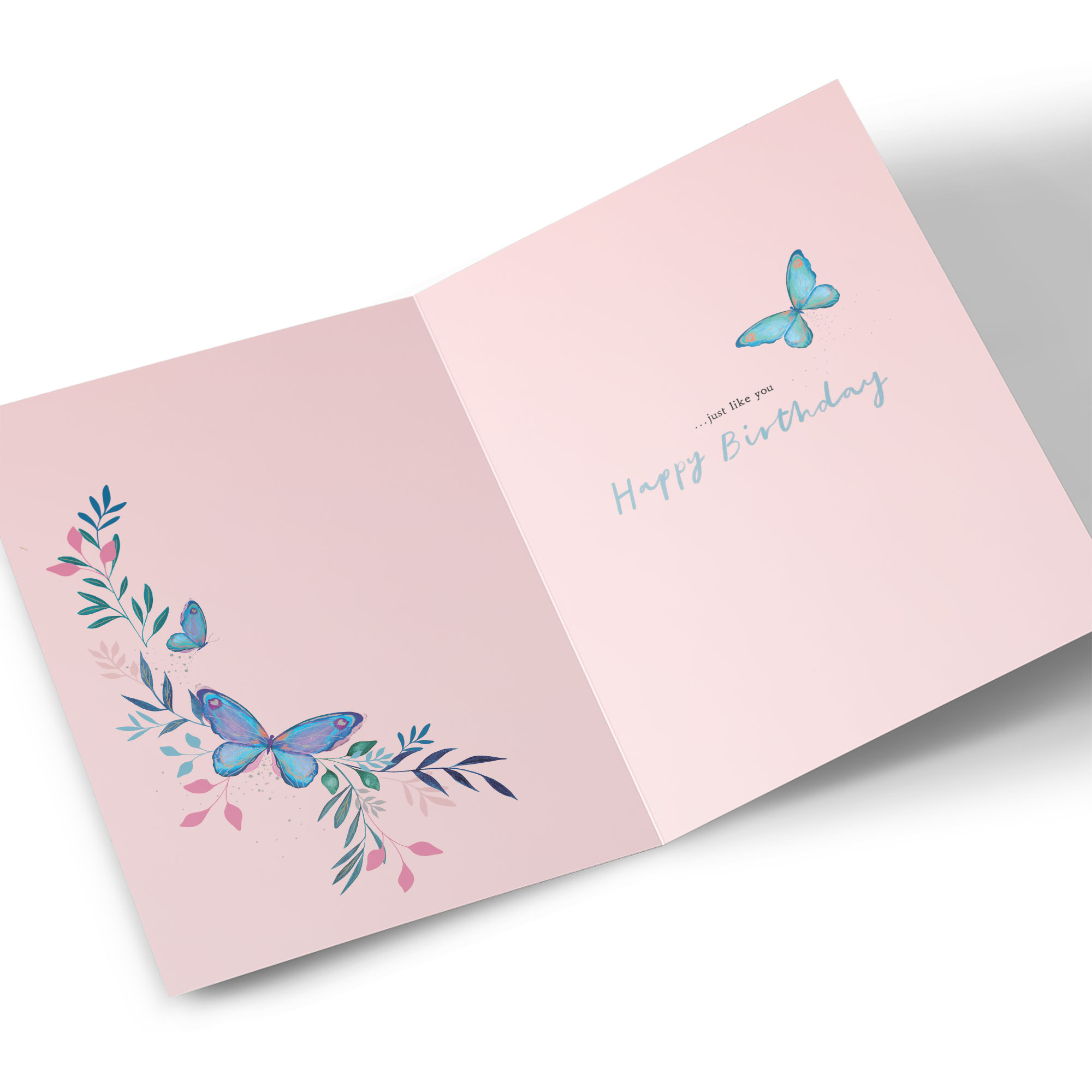 Birthday Card - Blue Butterflies, Nanny