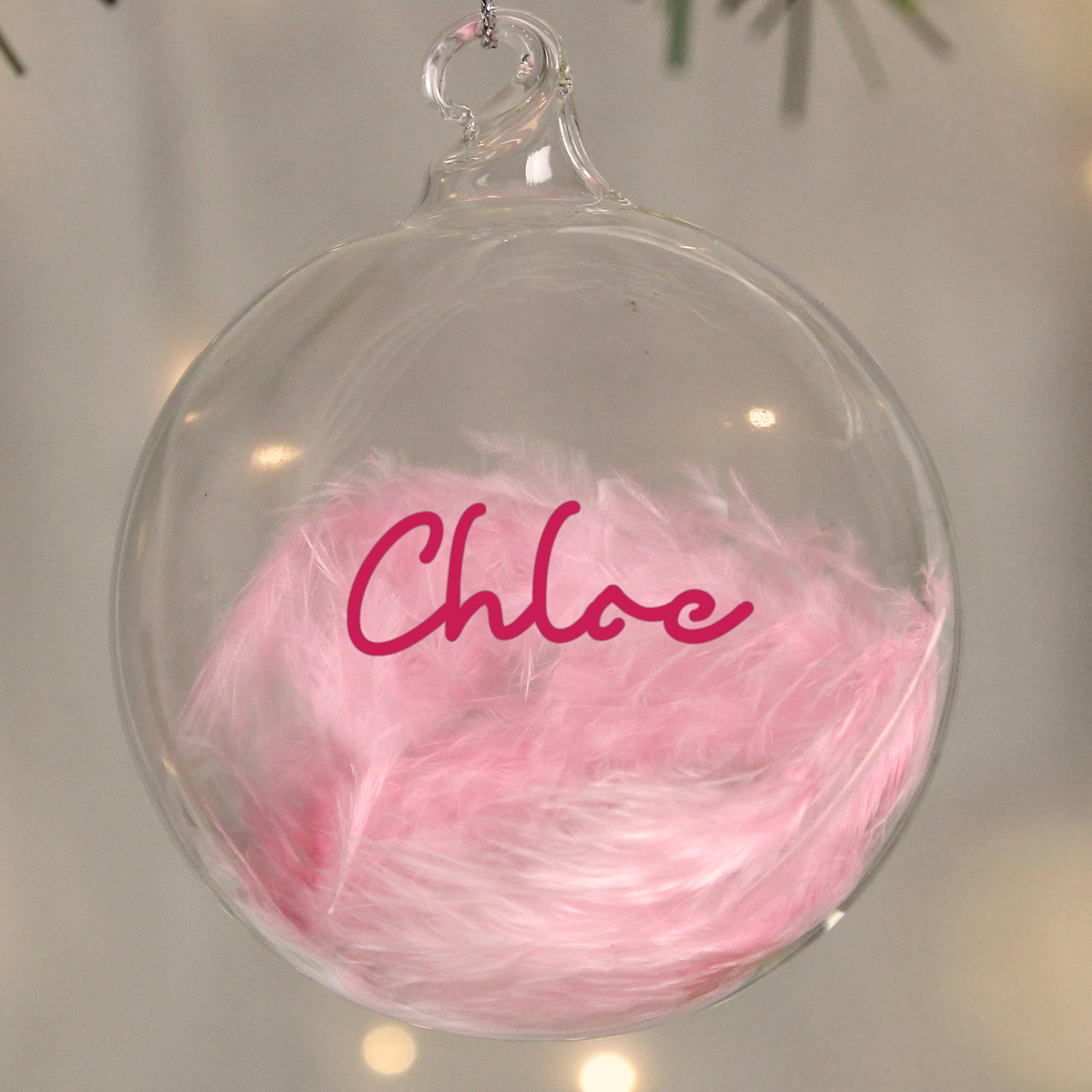 Personalised Pink Feather Bauble