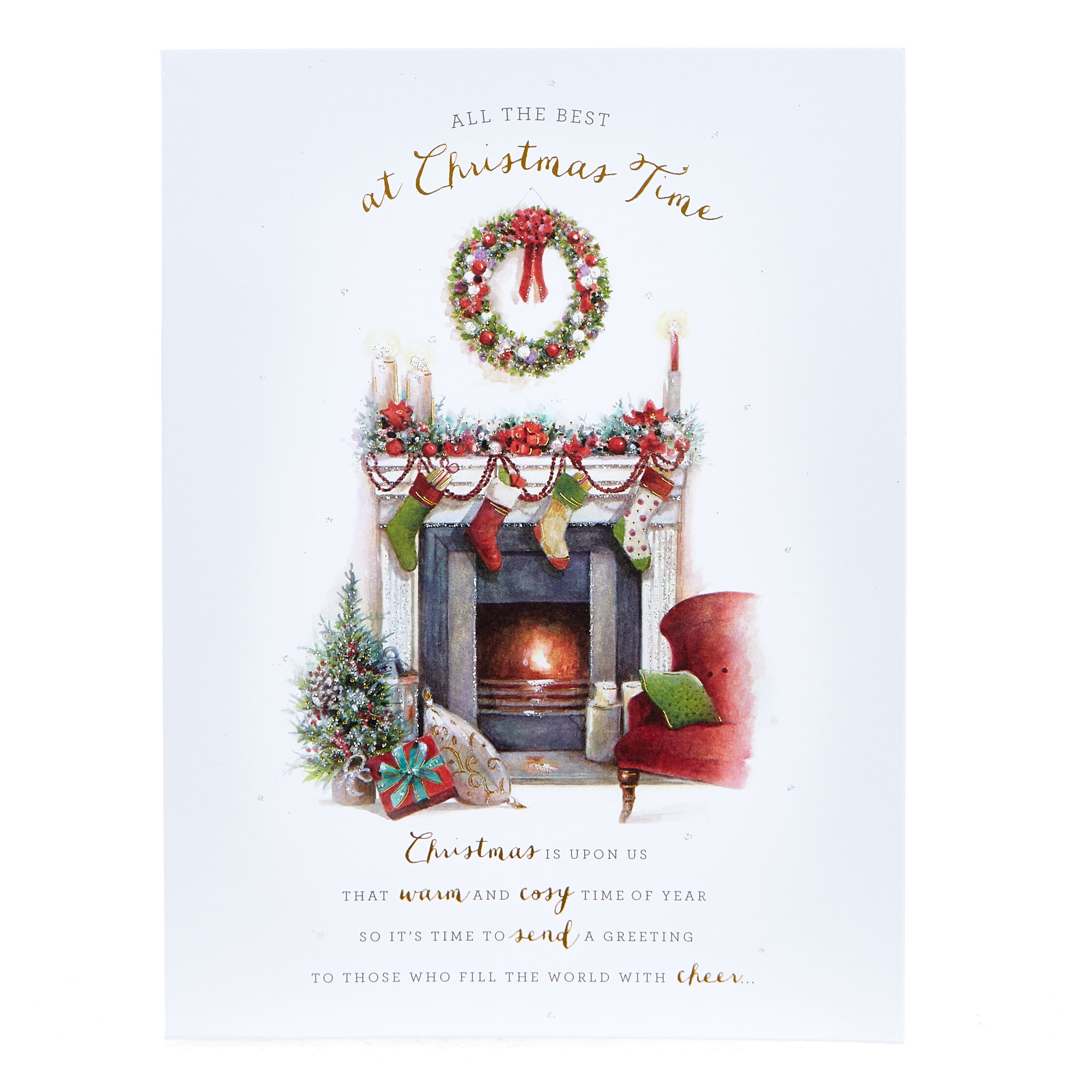 Deluxe Boxed Christmas Cards - Festive Door & Fireplace (Pack of 12)