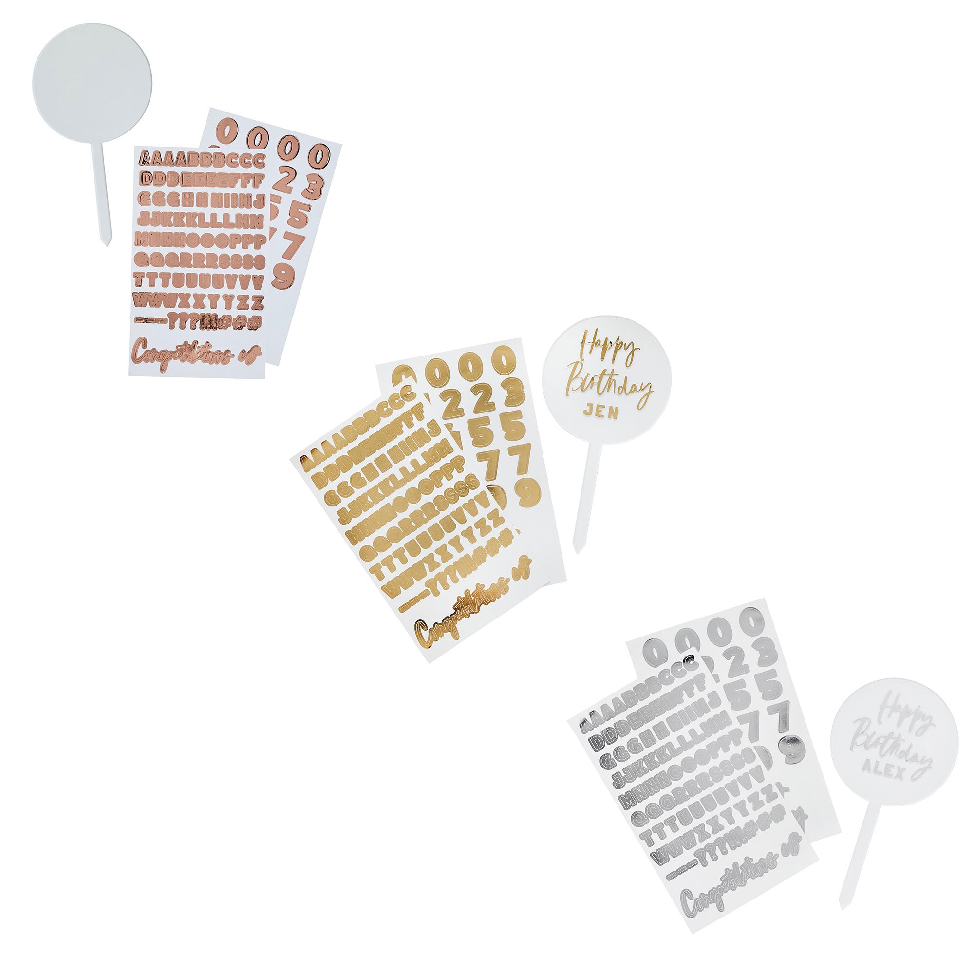 Metallic Customisable Acrylic Cake Topper (3 Colour Options)