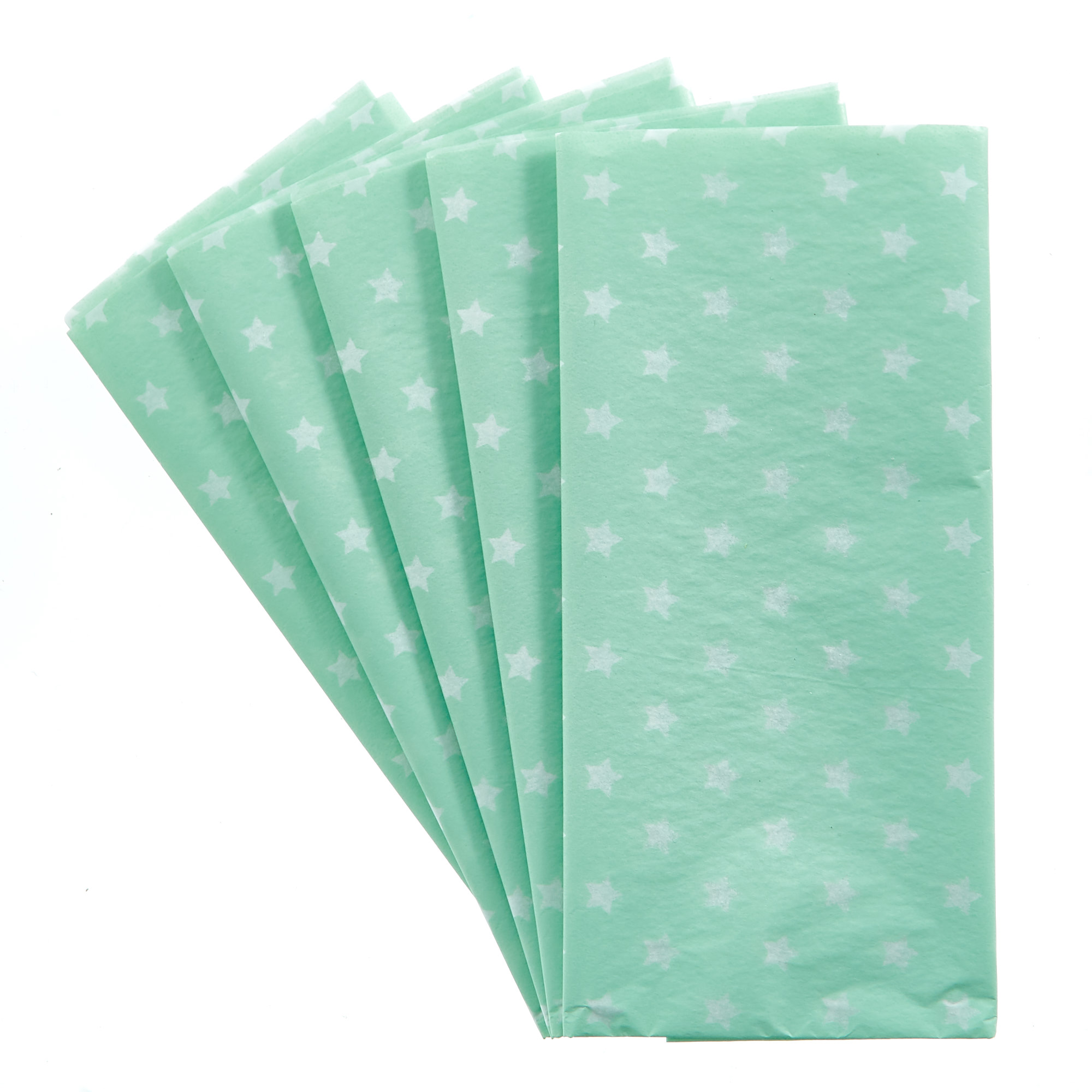 Turquoise & White Starry Tissue Paper - 7 Sheets