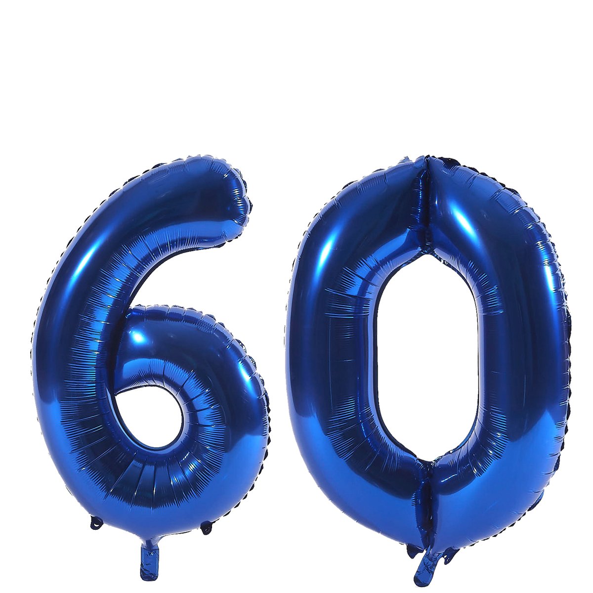 Age 60 Giant Foil Helium Numeral Balloons - Blue (deflated)