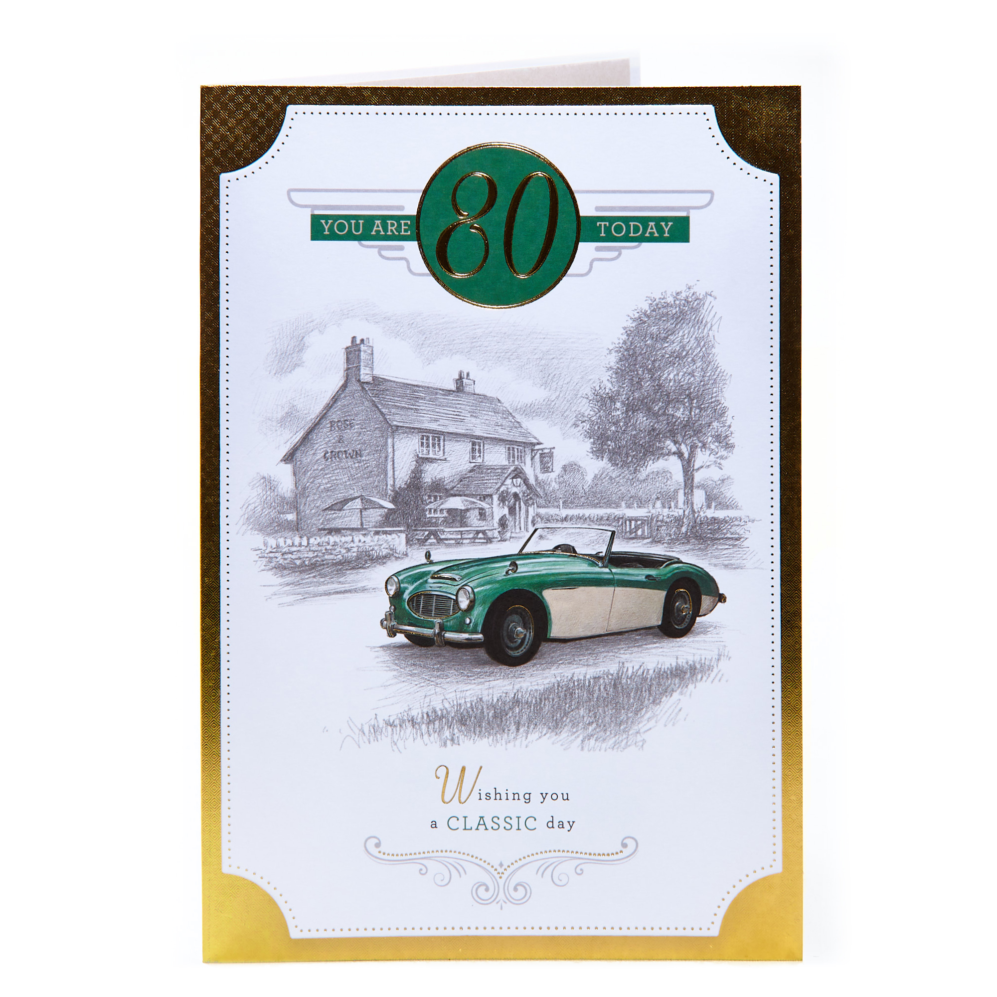 80th Birthday Card - Classic Car