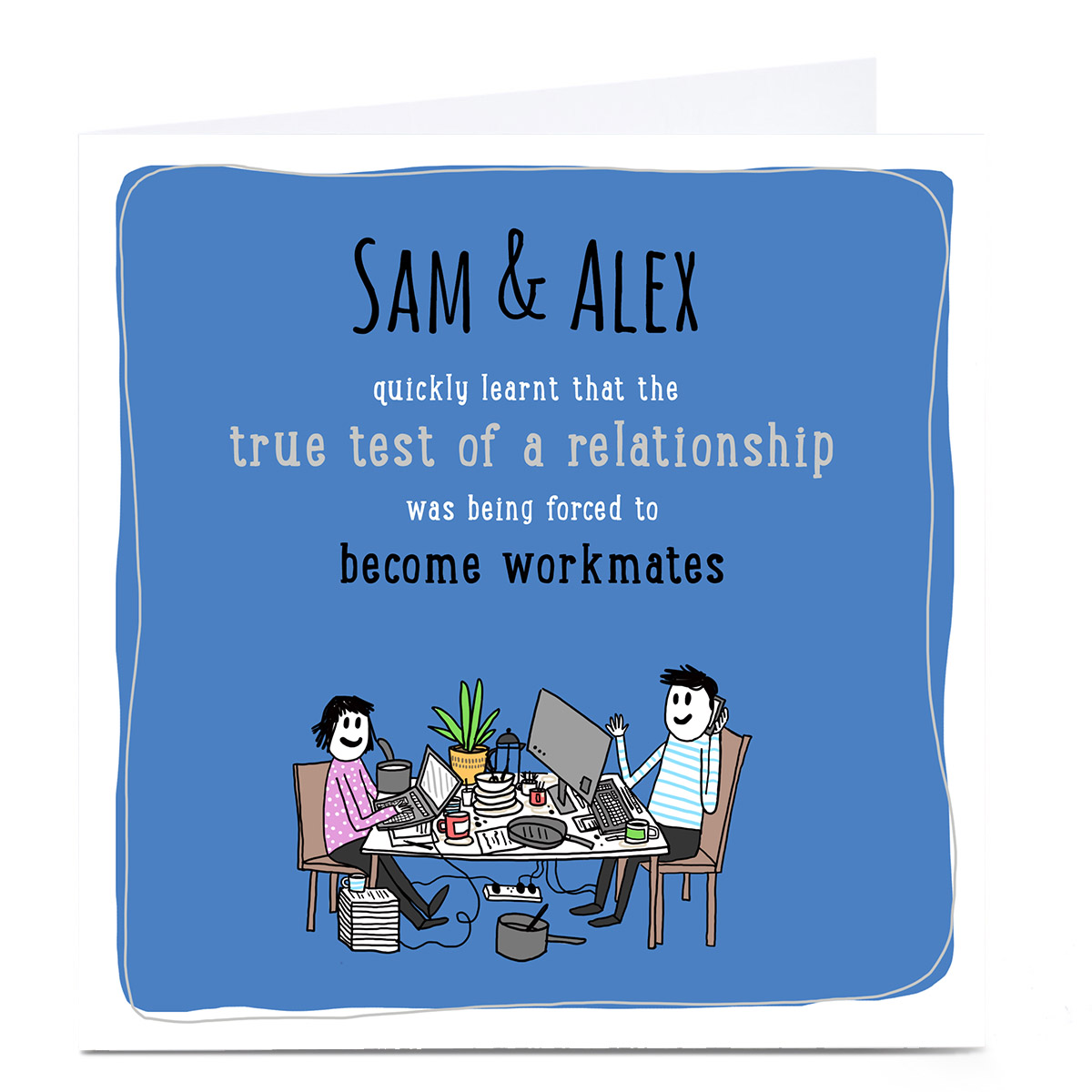 Personalised Working From Home Card - True Test of a Relationship