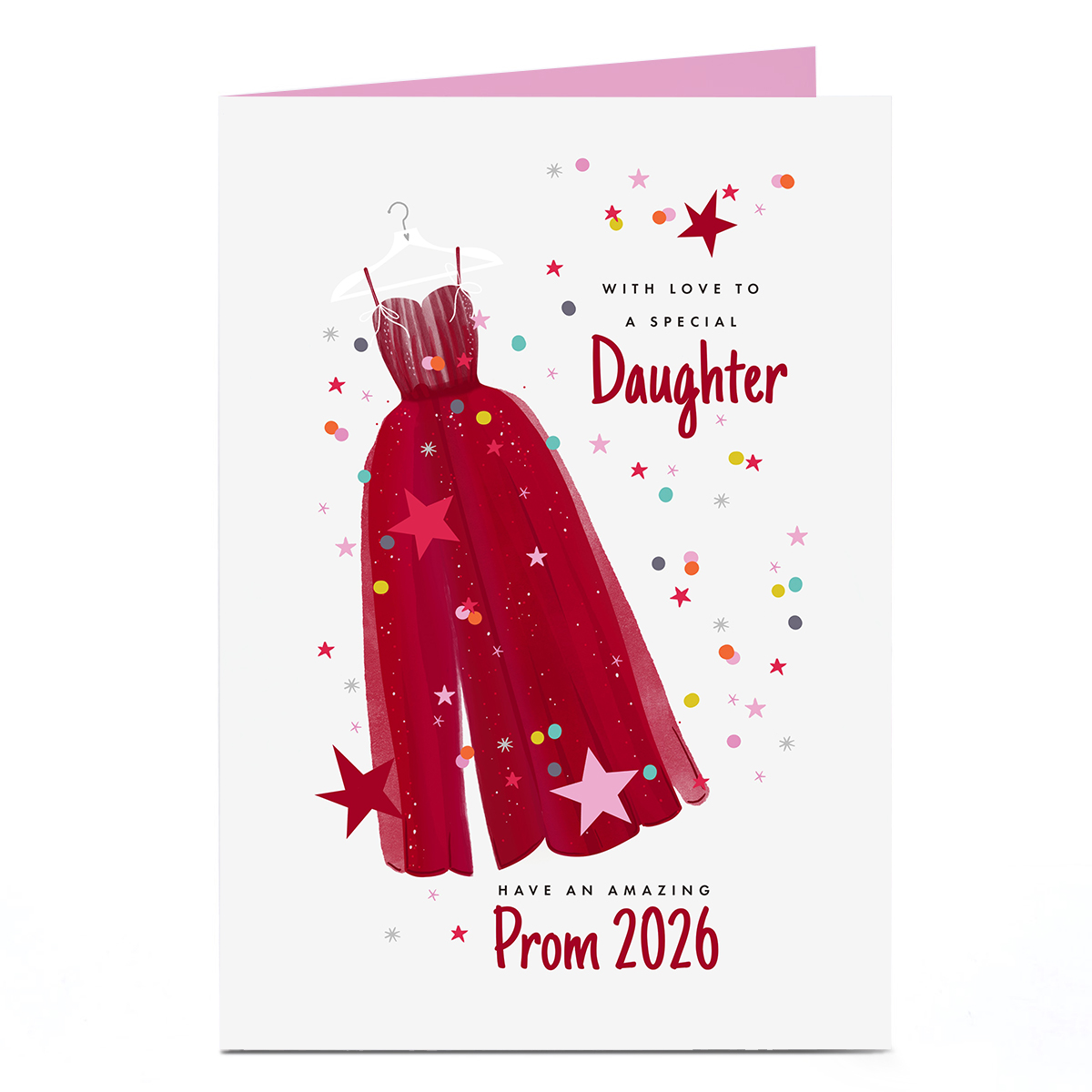 Personalised Prom Card - Red Prom Dress, Daughter