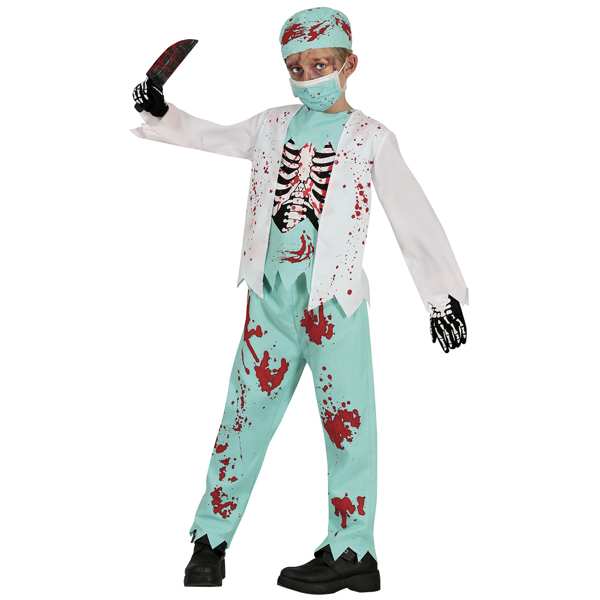Skeleton Zombie Medic Children's Fancy Dress Costume