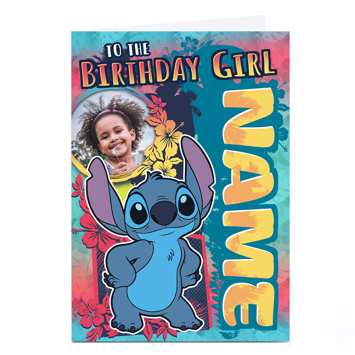 Photo Stitch Birthday Card - Birthday Girl, Any Name