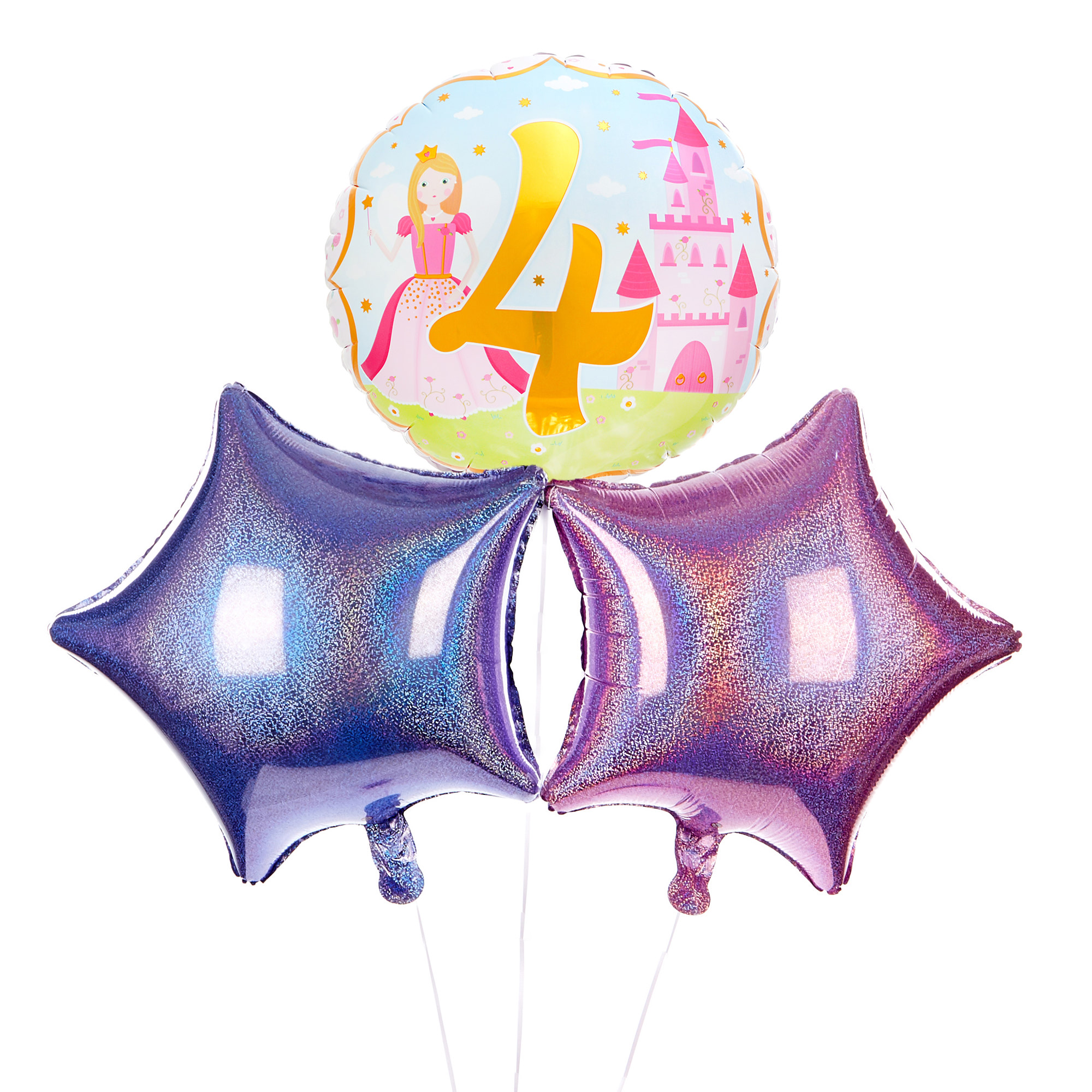 Princess 4th Birthday Balloon Bouquet - DELIVERED INFLATED!