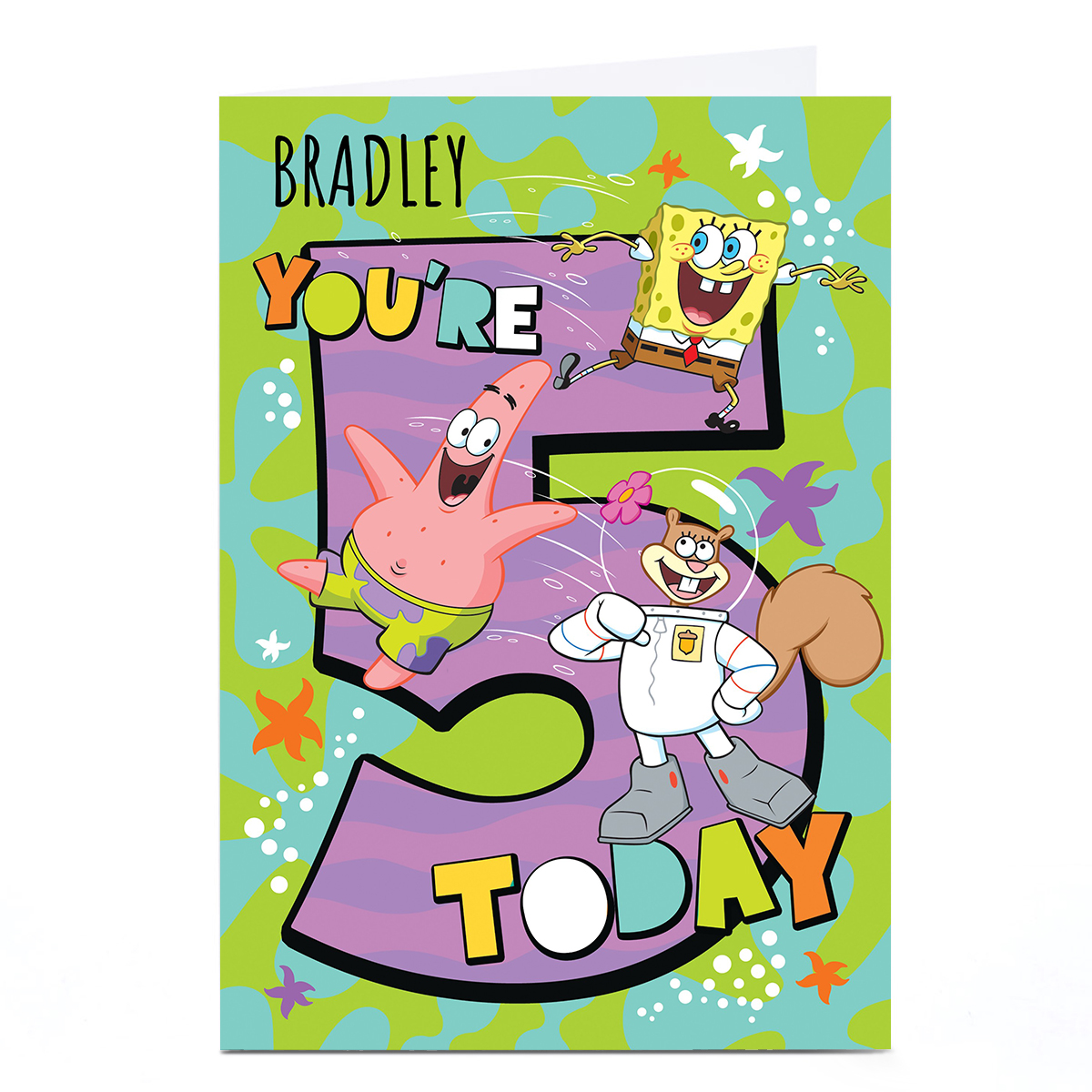 Personalised Birthday Card - Spongebob 5 today
