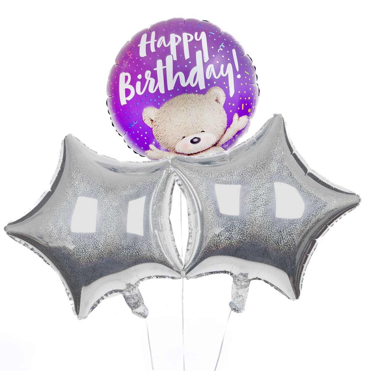 Hugs Bear Happy Birthday Balloon Bouquet - DELIVERED INFLATED!