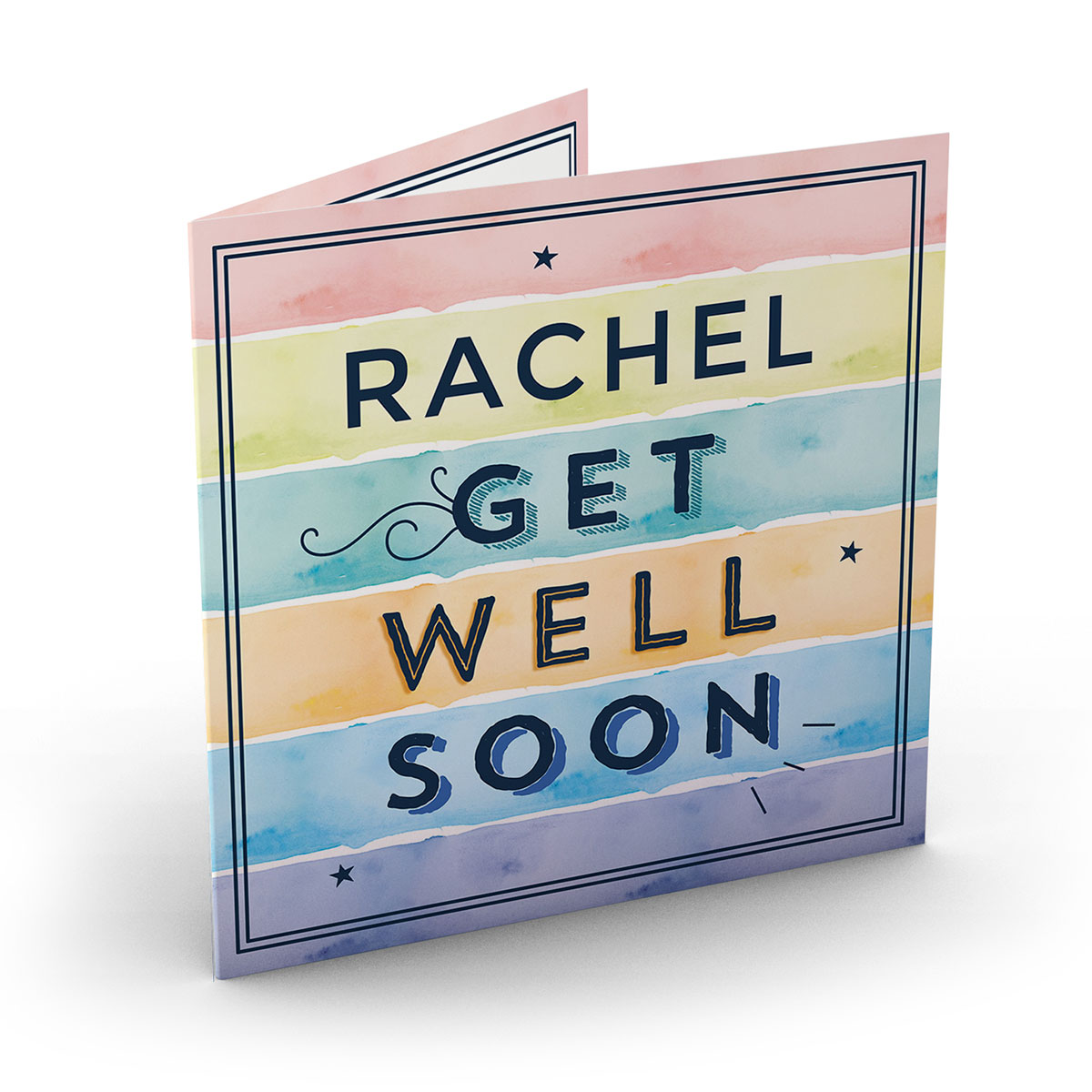 Personalised Get Well Soon Card - Watercolour Stripes