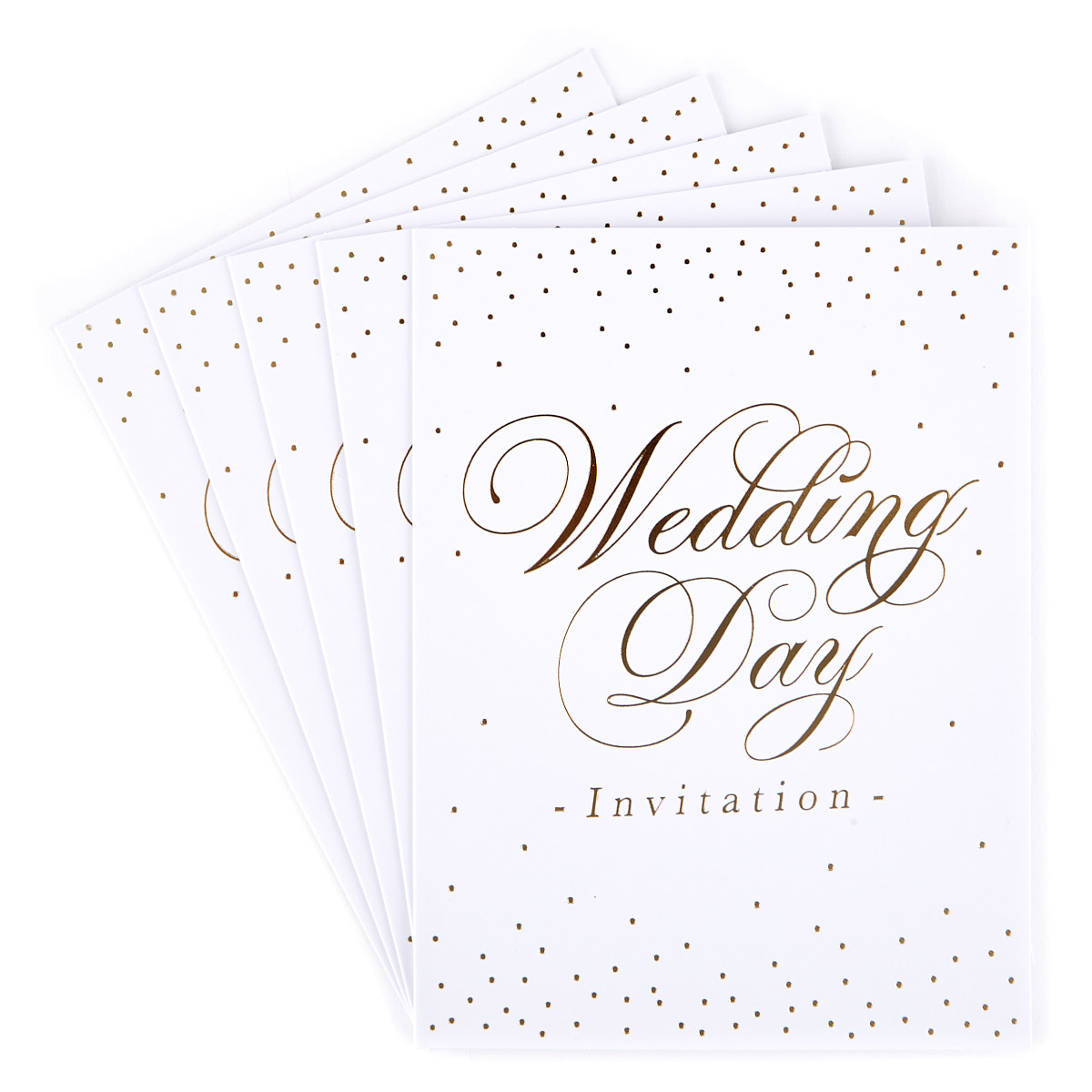 White & Gold Wedding Invitations - Pack of 12