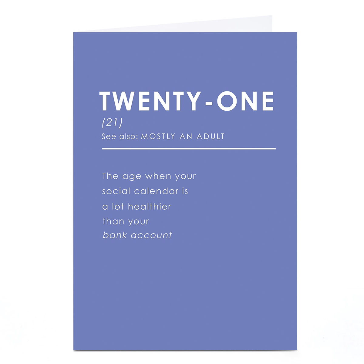 21st Birthday Card - Definition Mostly An Adult