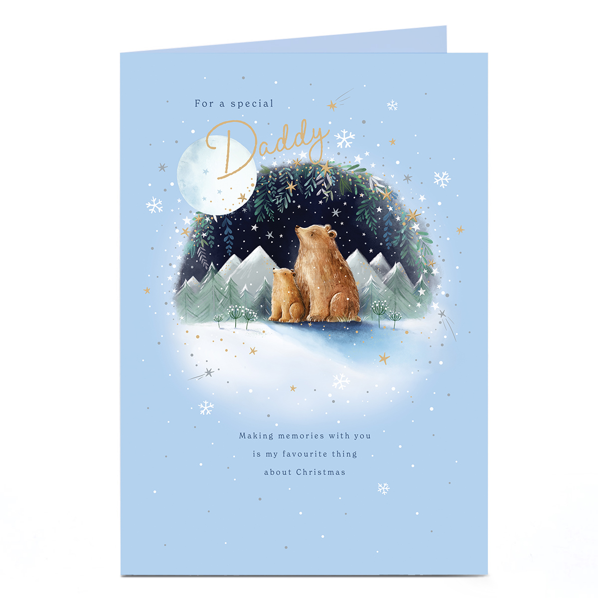 Christmas Card - Baby and Daddy Bear Stargazing, Special Daddy