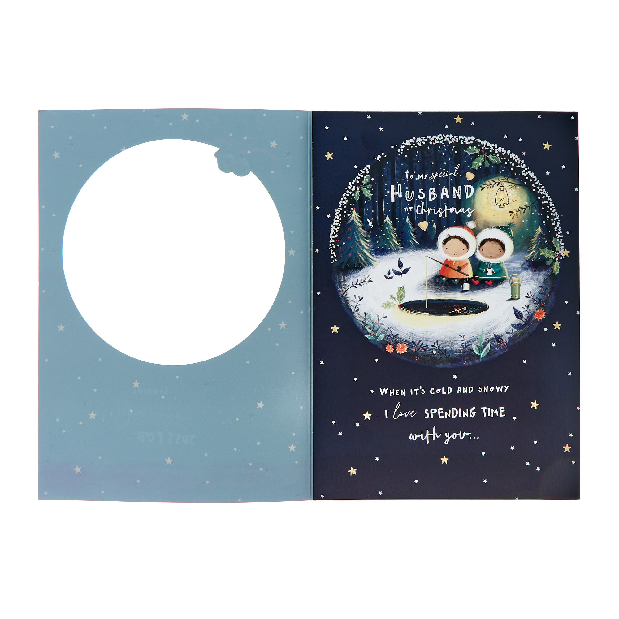 Husband Ice Fishing Christmas Card