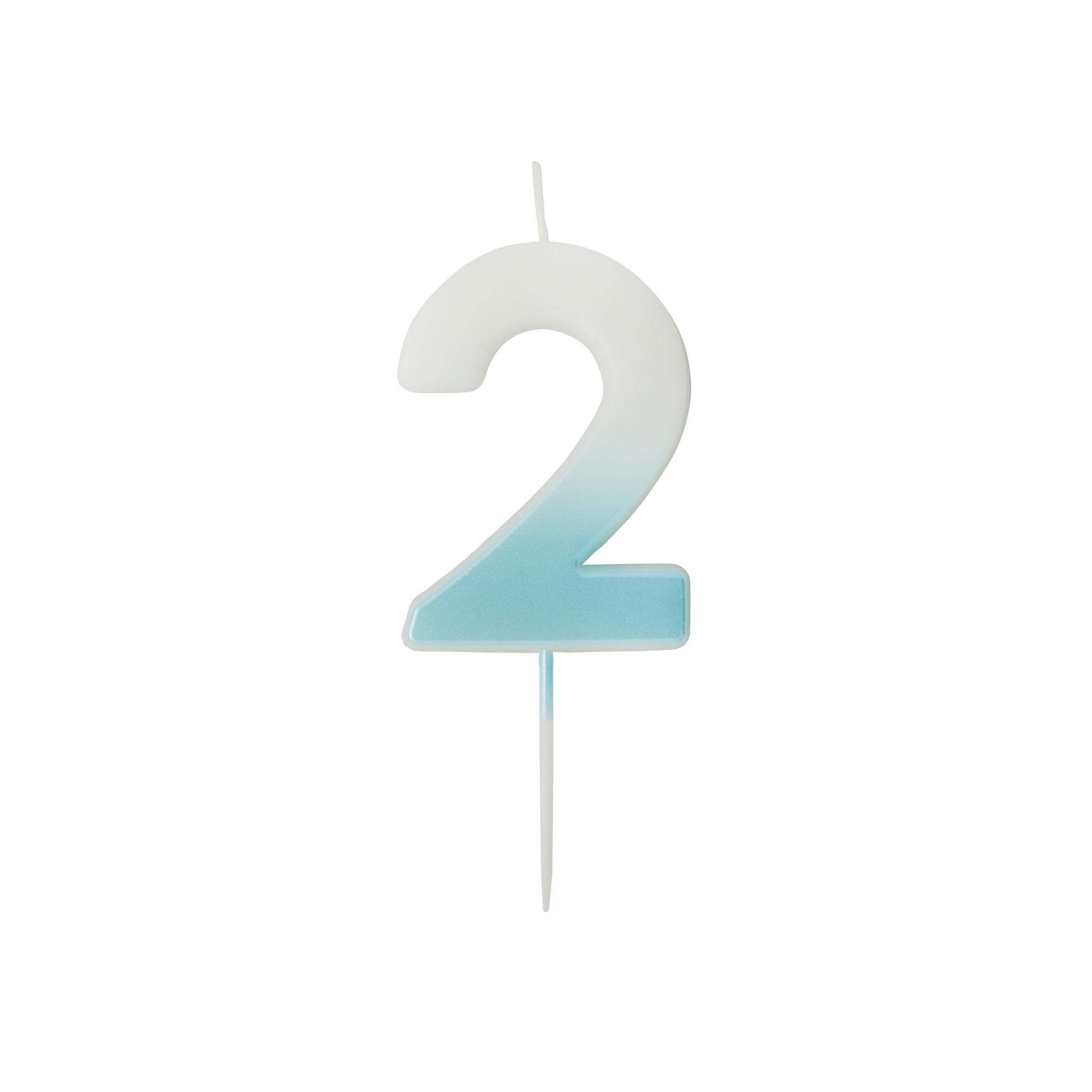 Blue Ombre Number Cake Candle (0-9)