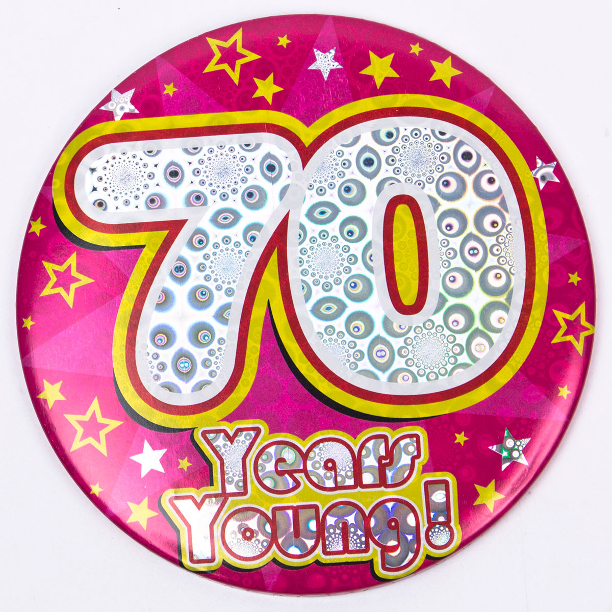 Holographic Age 70 Giant Birthday Badge