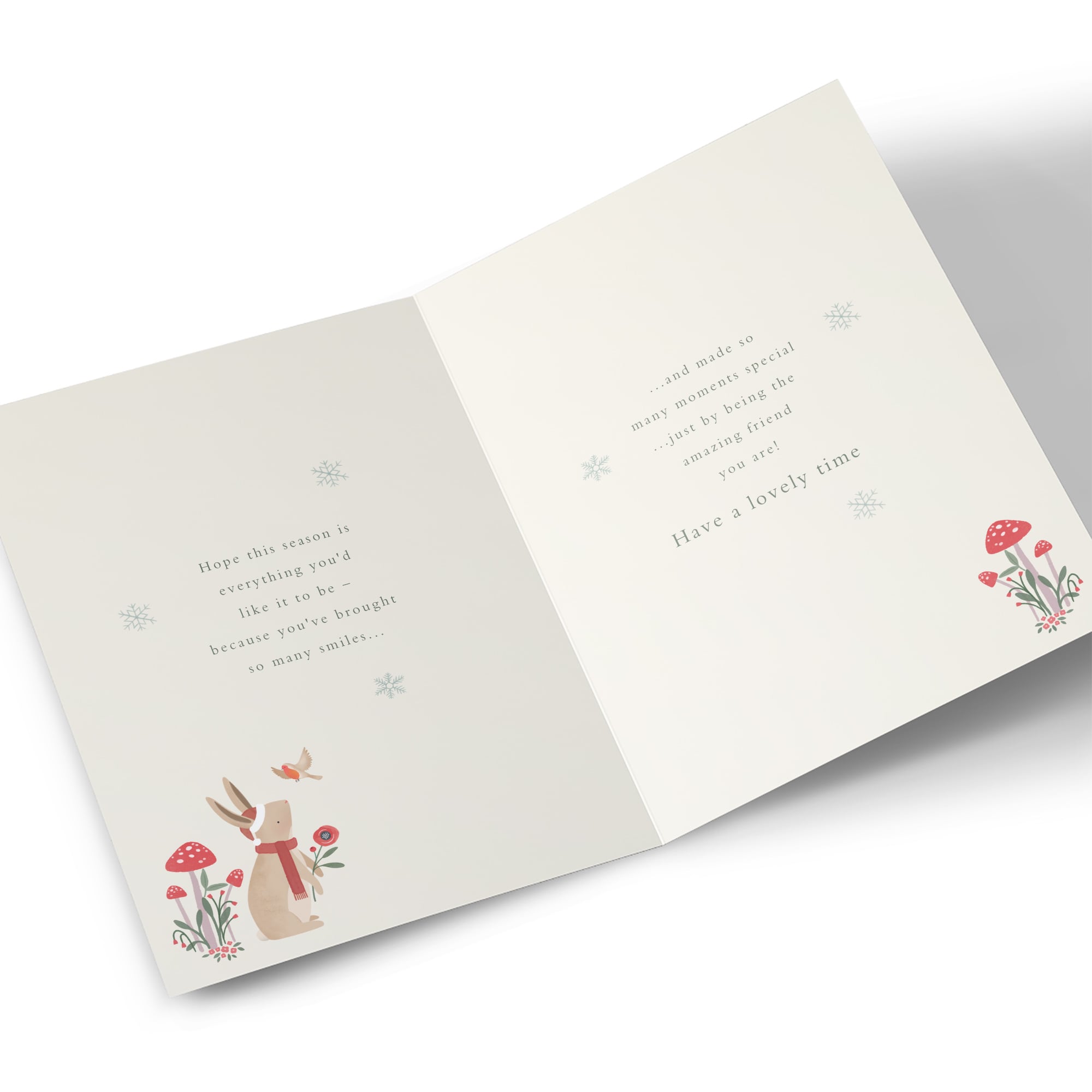 Christmas Card - Rabbit and Robin, Friend